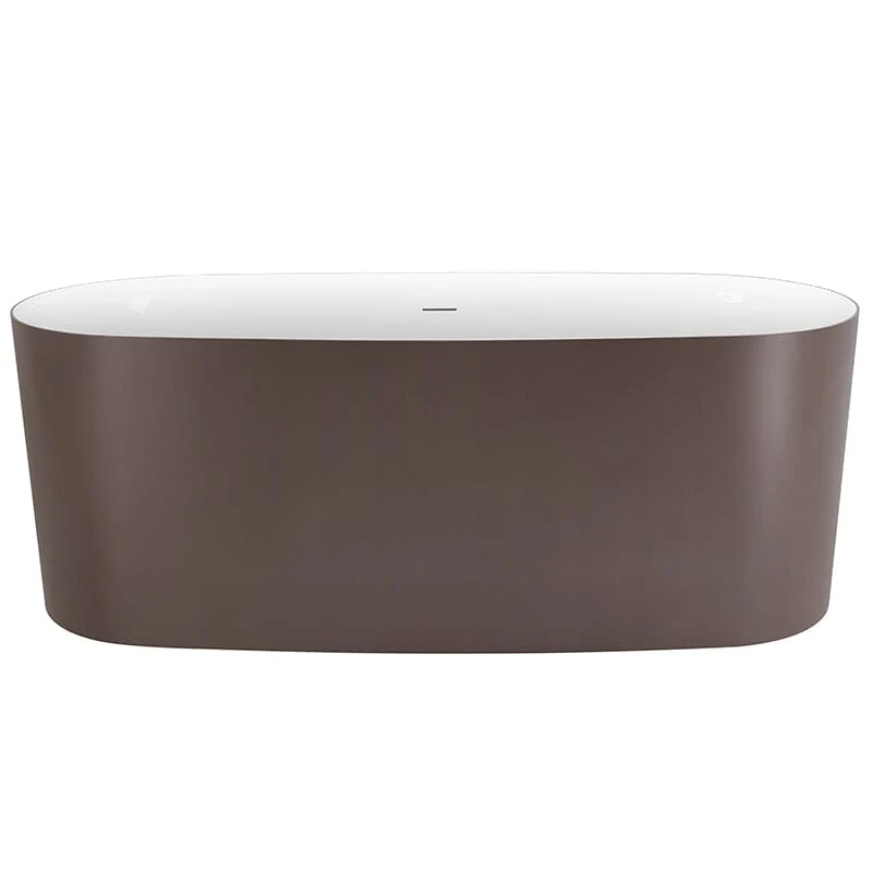 59" Oval Solid Surface Brown Soaking Bathtub, Non-toxic, Crack-resistant, Household Chemicals-Resistant - Image 7