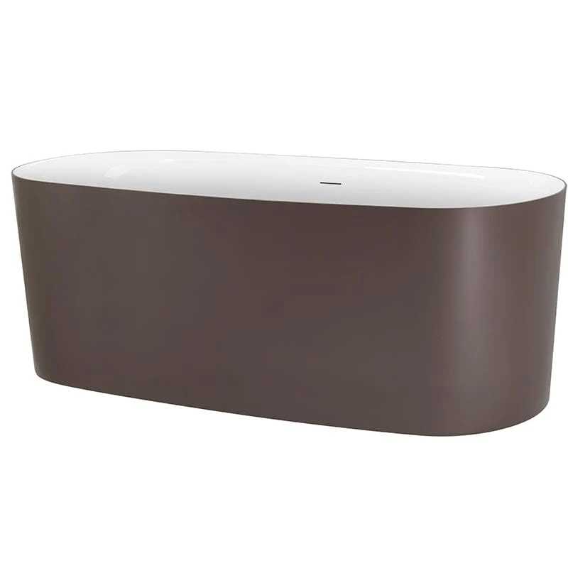 59" Oval Solid Surface Brown Soaking Bathtub, Non-toxic, Crack-resistant, Household Chemicals-Resistant - Image 8