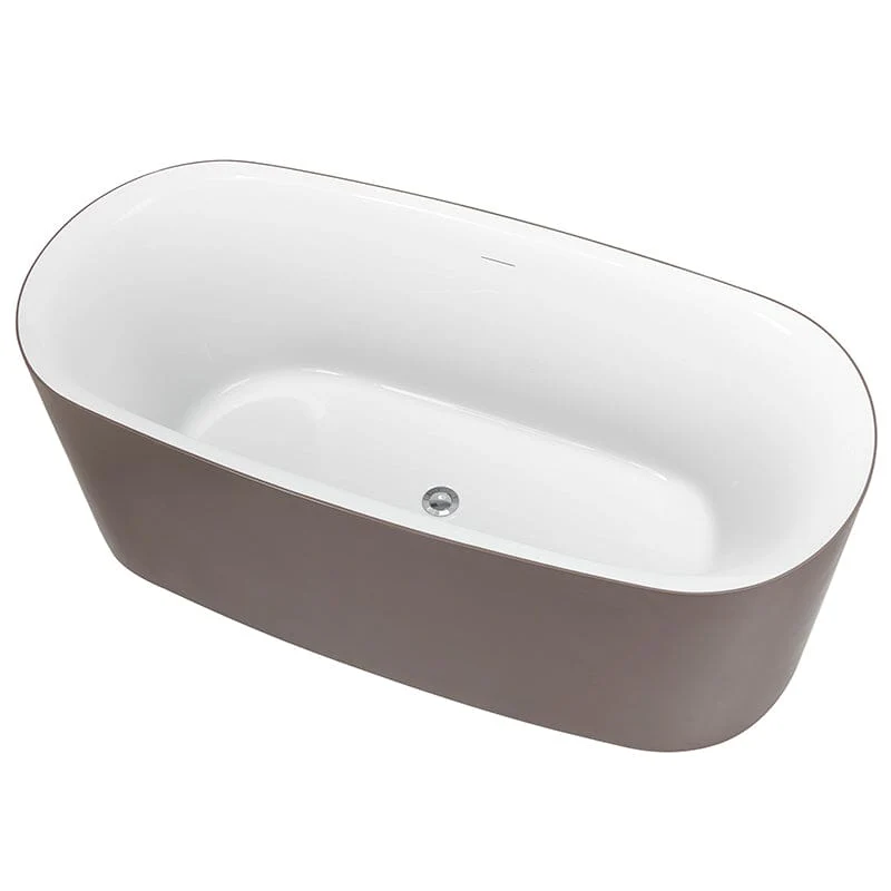 59" Oval Solid Surface Brown Soaking Bathtub, Non-toxic, Crack-resistant, Household Chemicals-Resistant - Image 9
