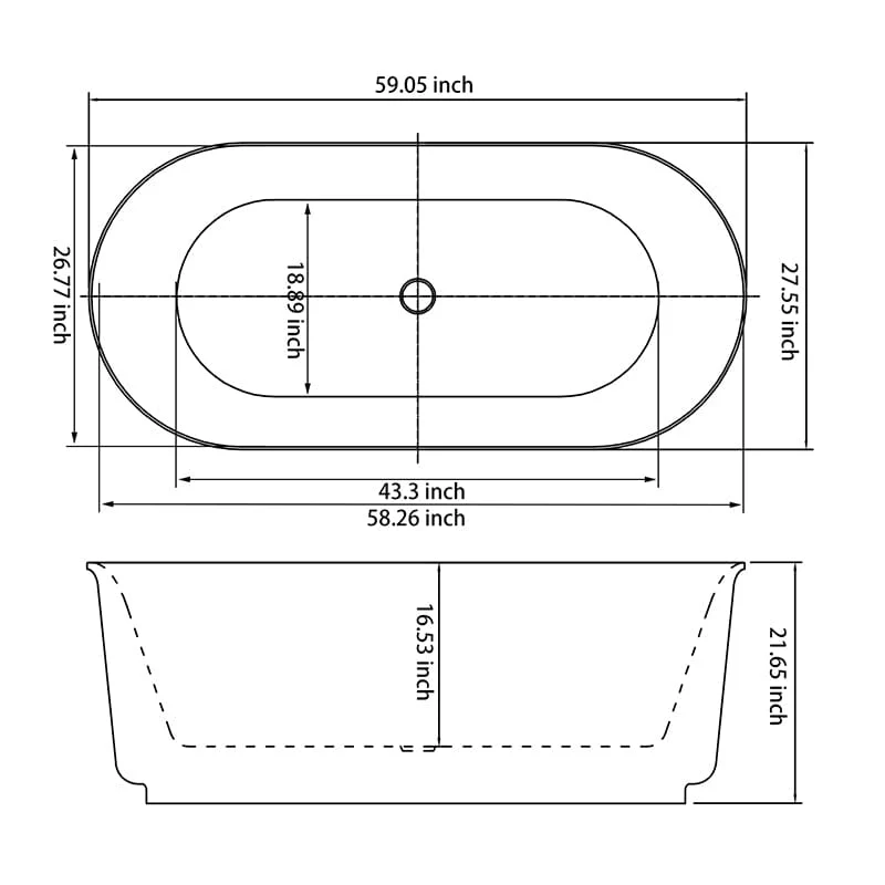 Mokleba 59" Oval Solid Surface Freestanding Soaking Tub - Image 10