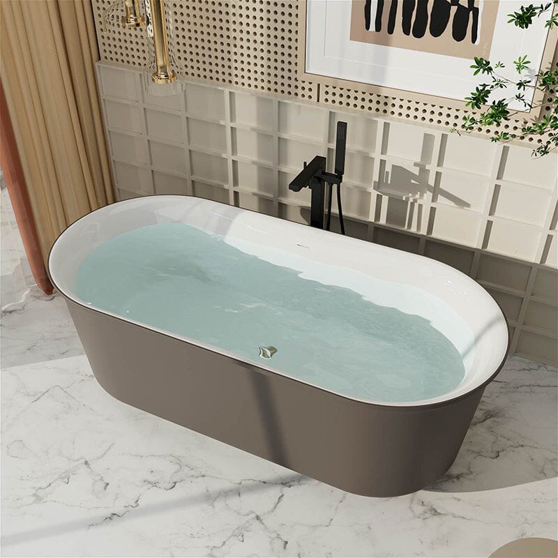 Mokleba 59" Oval Solid Surface Freestanding Soaking Tub - Image 14