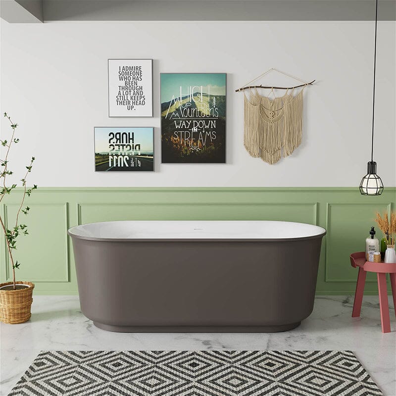 Mokleba 59" Oval Solid Surface Freestanding Soaking Tub - Image 15