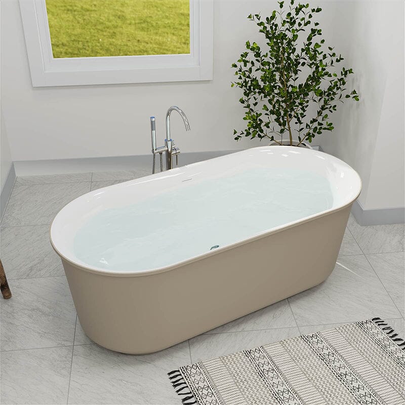 Mokleba 59" Oval Solid Surface Freestanding Soaking Tub - Image 3