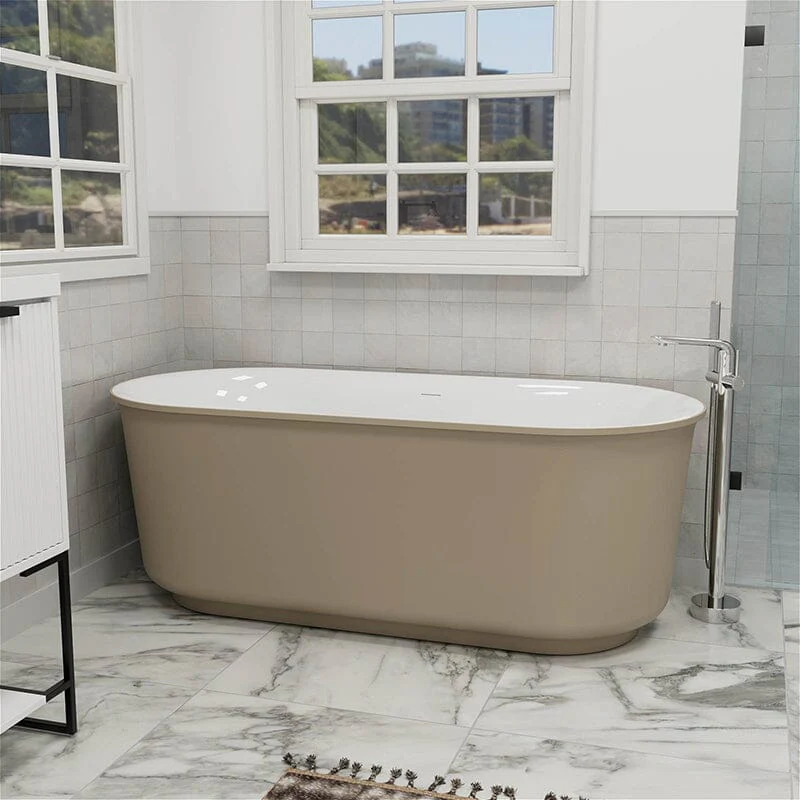 Mokleba 59" Oval Solid Surface Freestanding Soaking Tub - Image 5