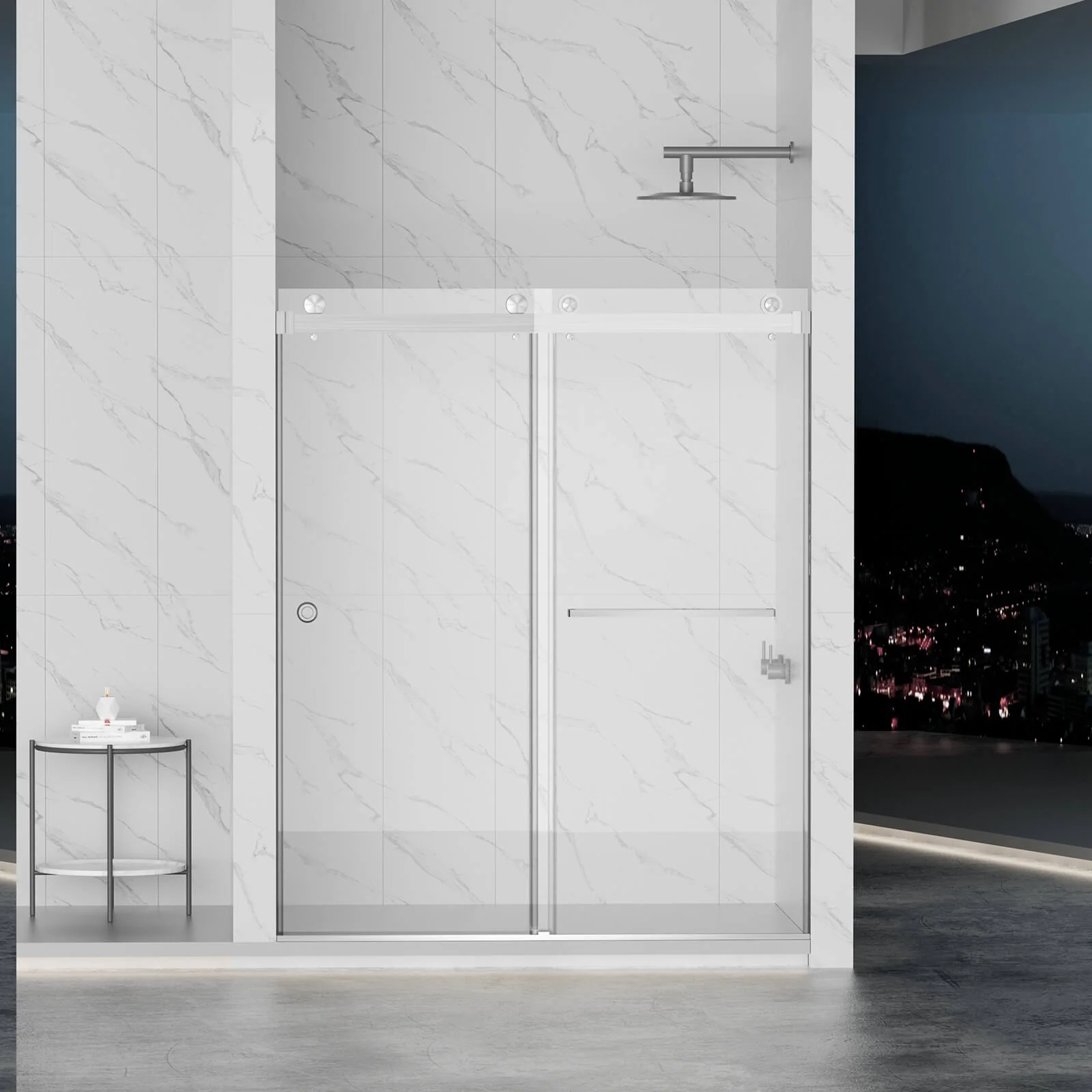 55"-59"x72" Brushed Nickel Bypass Shower Door with 8mm Tempered Glass