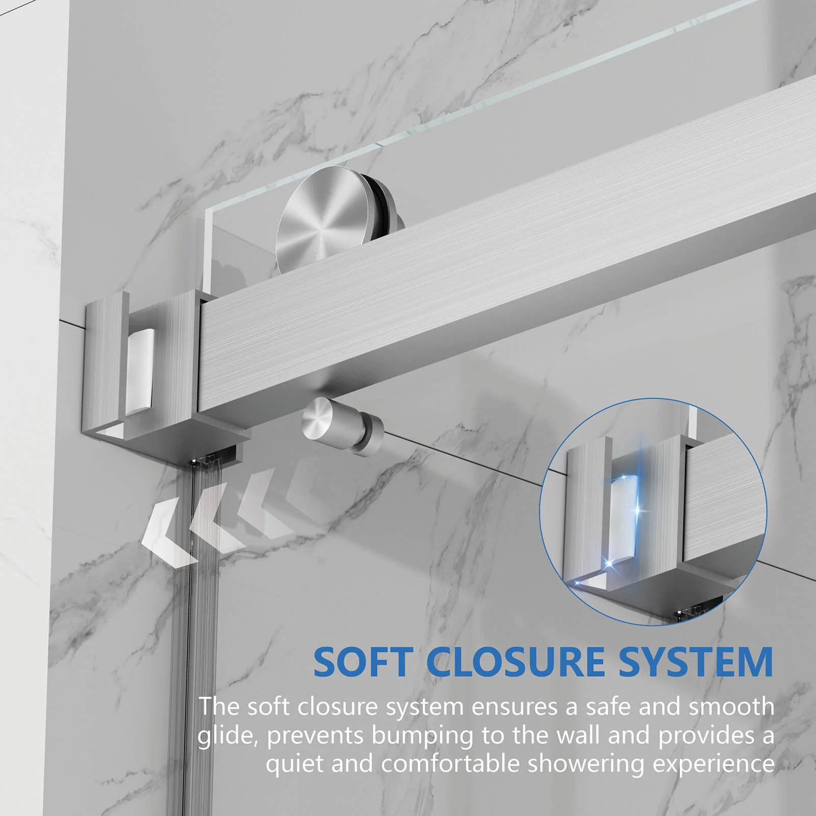 55"-59"x72" Brushed Nickel Bypass Shower Door with 8mm Tempered Glass - Image 11