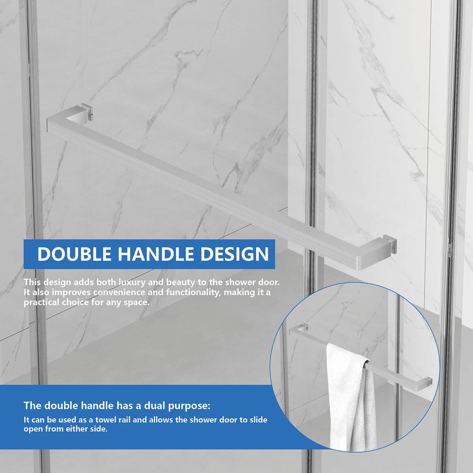 55"-59"x72" Brushed Nickel Bypass Shower Door with 8mm Tempered Glass - Image 12