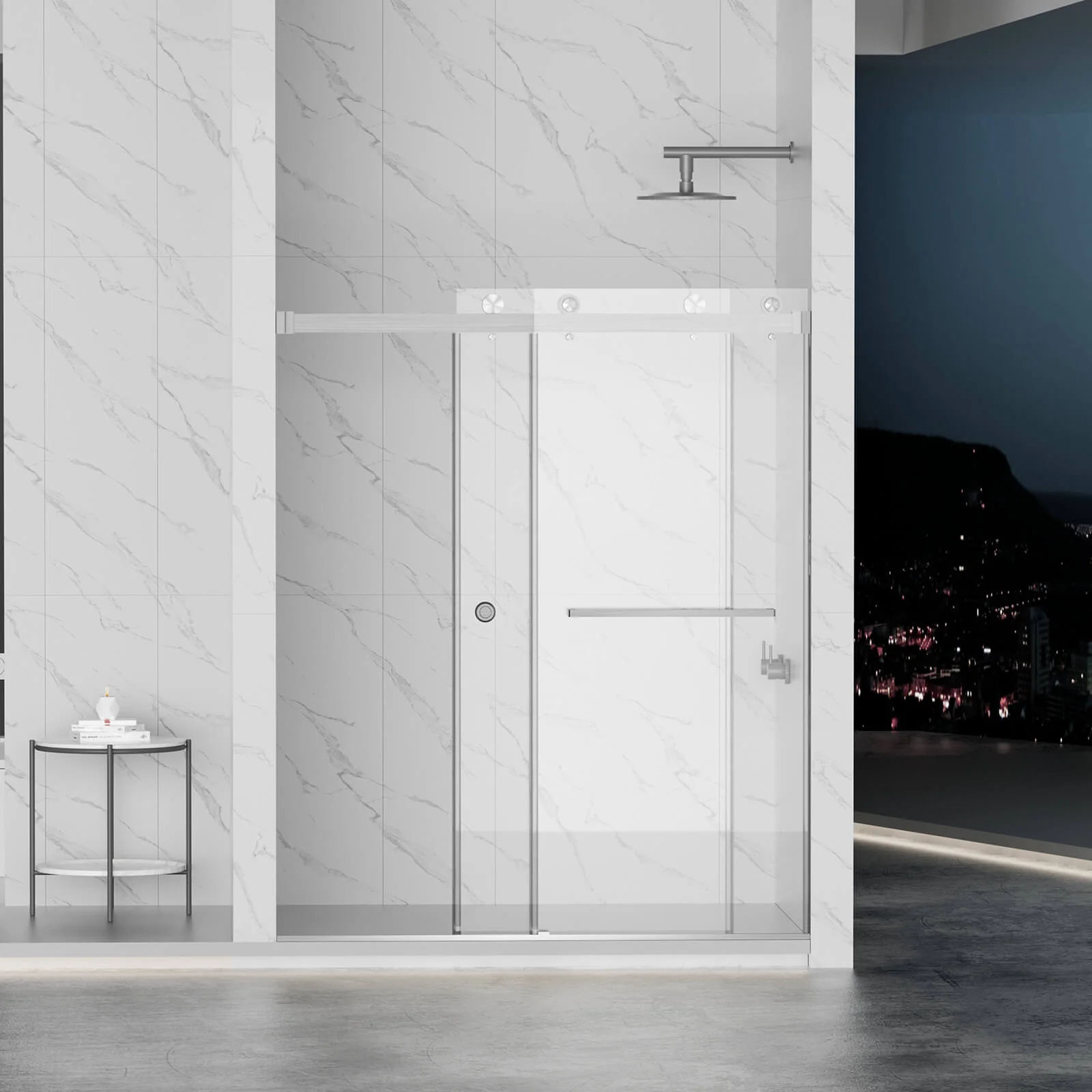55"-59"x72" Brushed Nickel Bypass Shower Door with 8mm Tempered Glass - Image 2