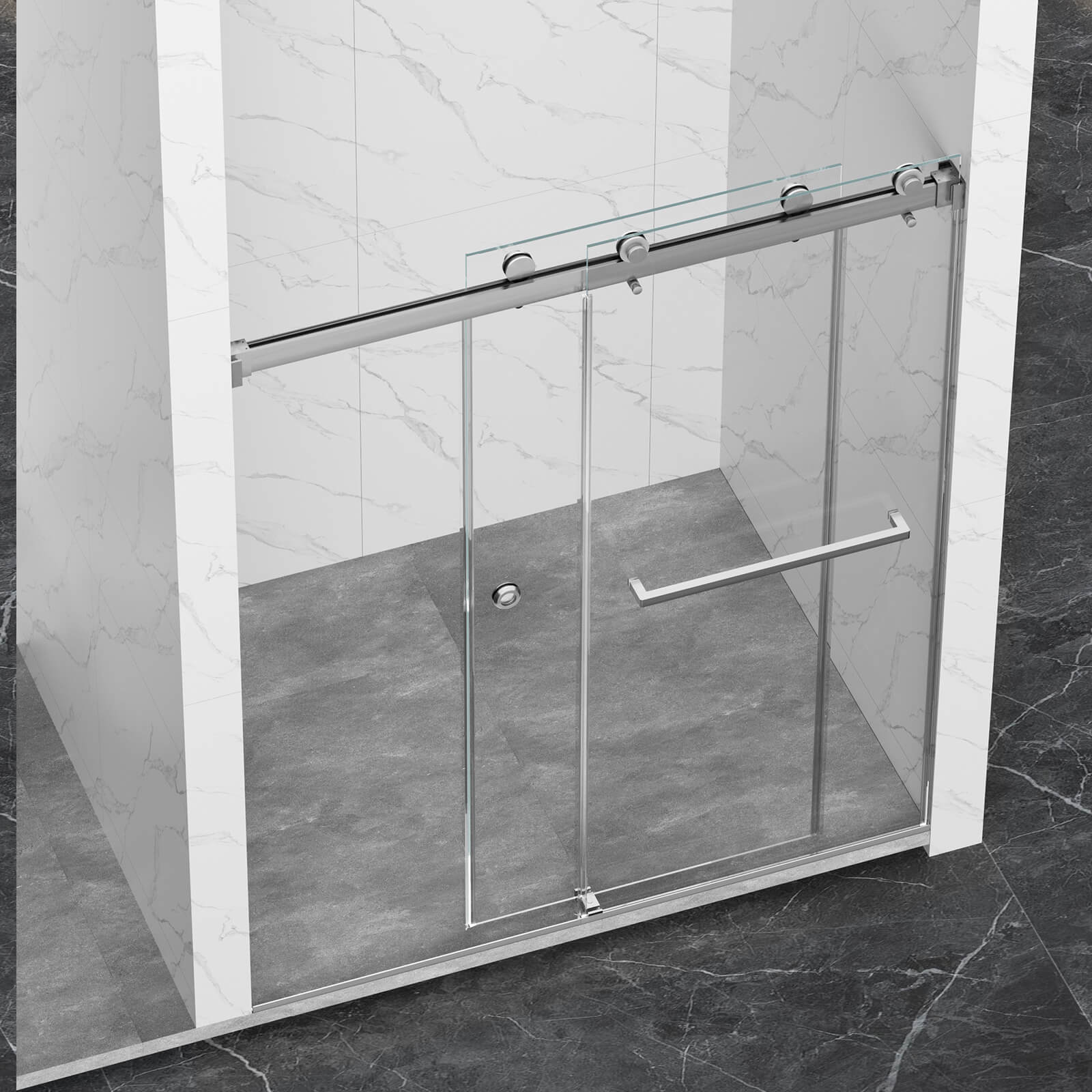 55"-59"x72" Brushed Nickel Bypass Shower Door with 8mm Tempered Glass - Image 3