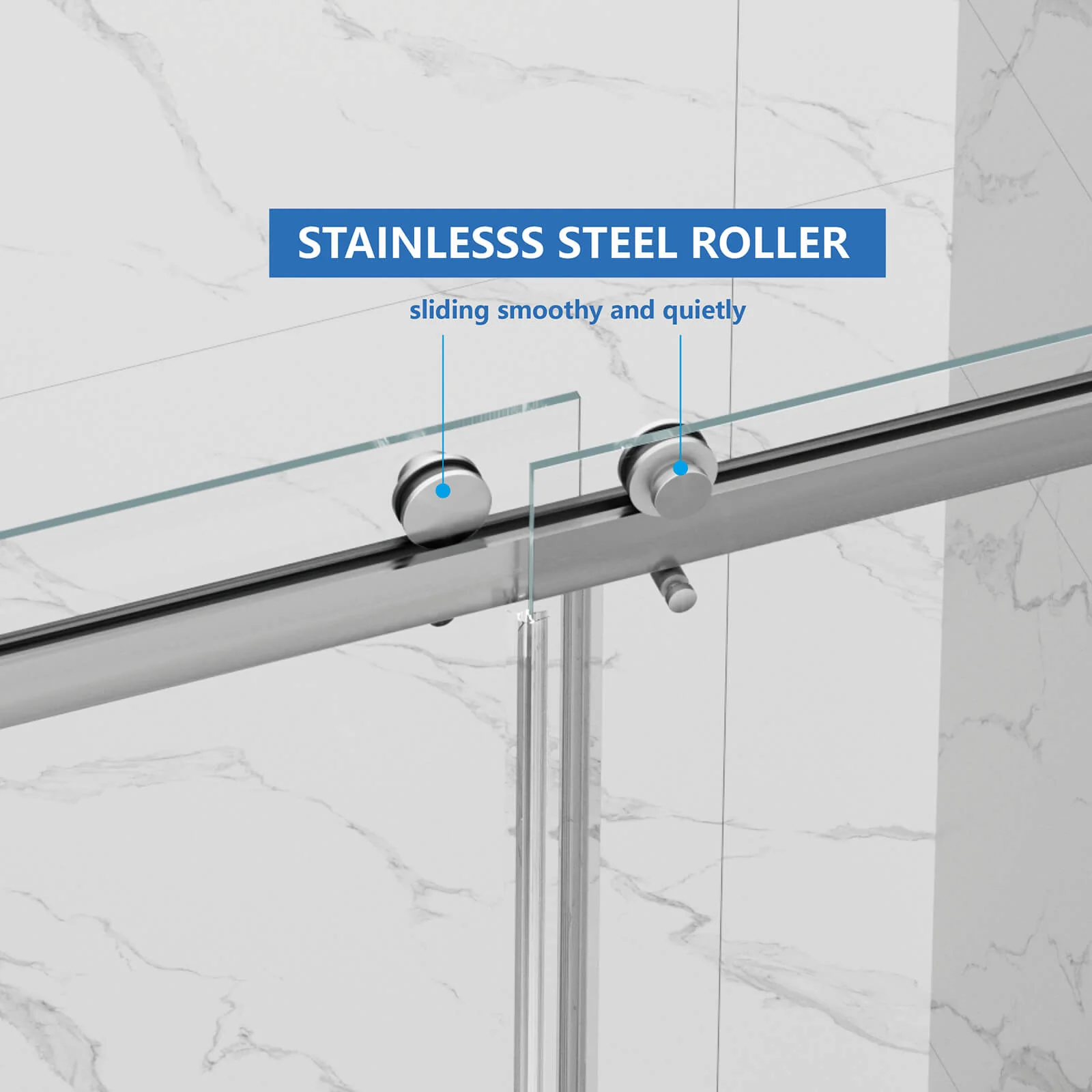 55"-59"x72" Brushed Nickel Bypass Shower Door with 8mm Tempered Glass - Image 9