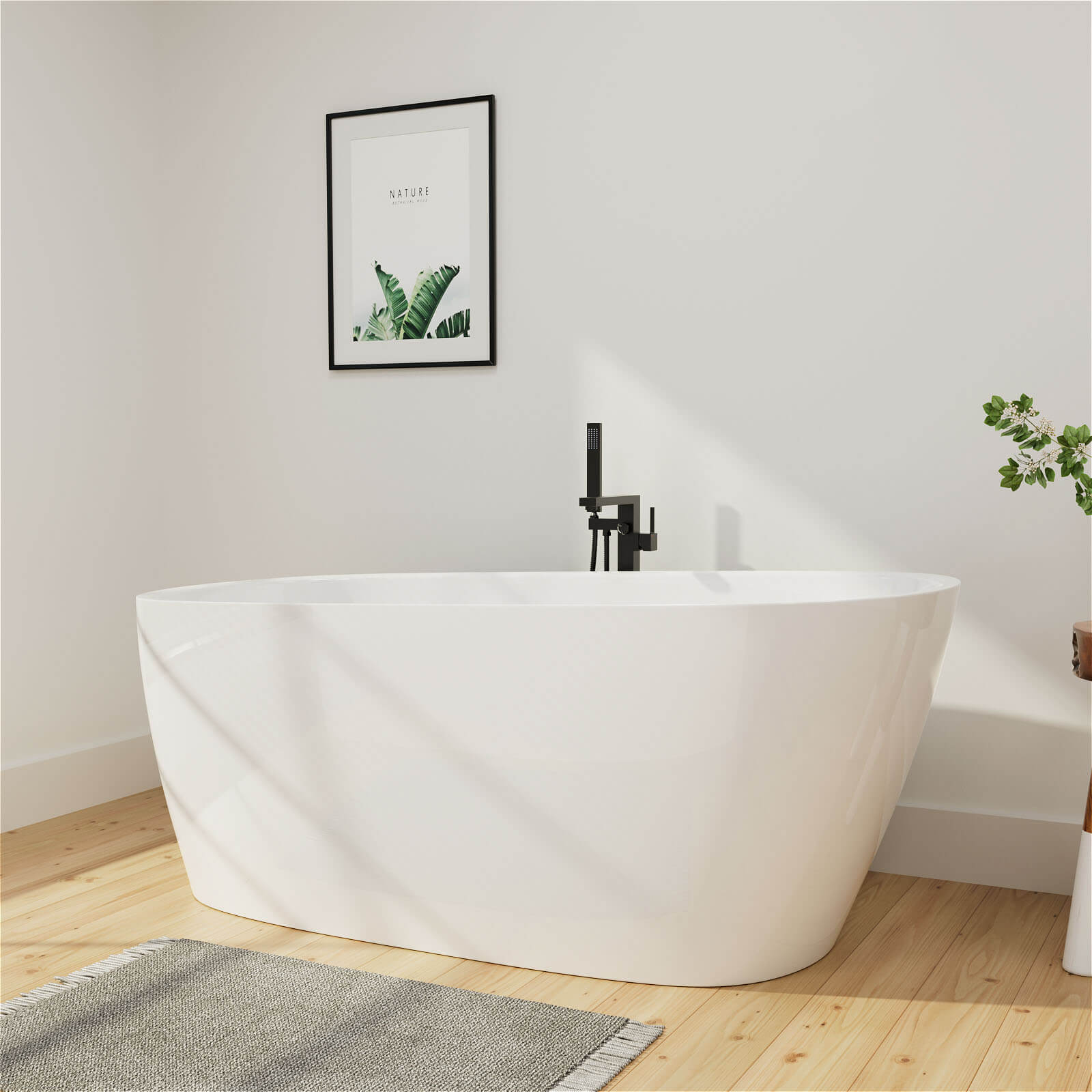 Mokleba 59" Acrylic Single Slipper Bathtub, Modern Style, Color Consistency, Exclusive Patent - Image 3