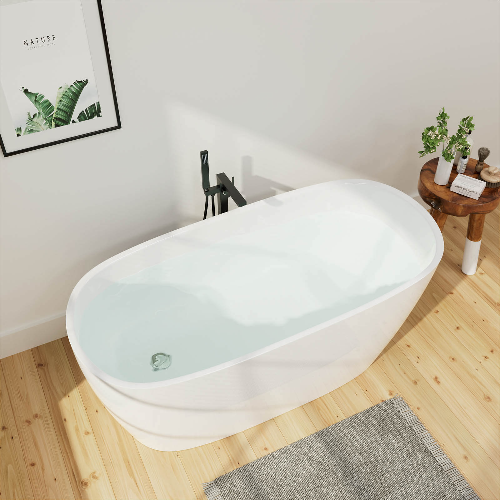 Mokleba 59" Acrylic Single Slipper Bathtub, Modern Style, Color Consistency, Exclusive Patent - Image 4