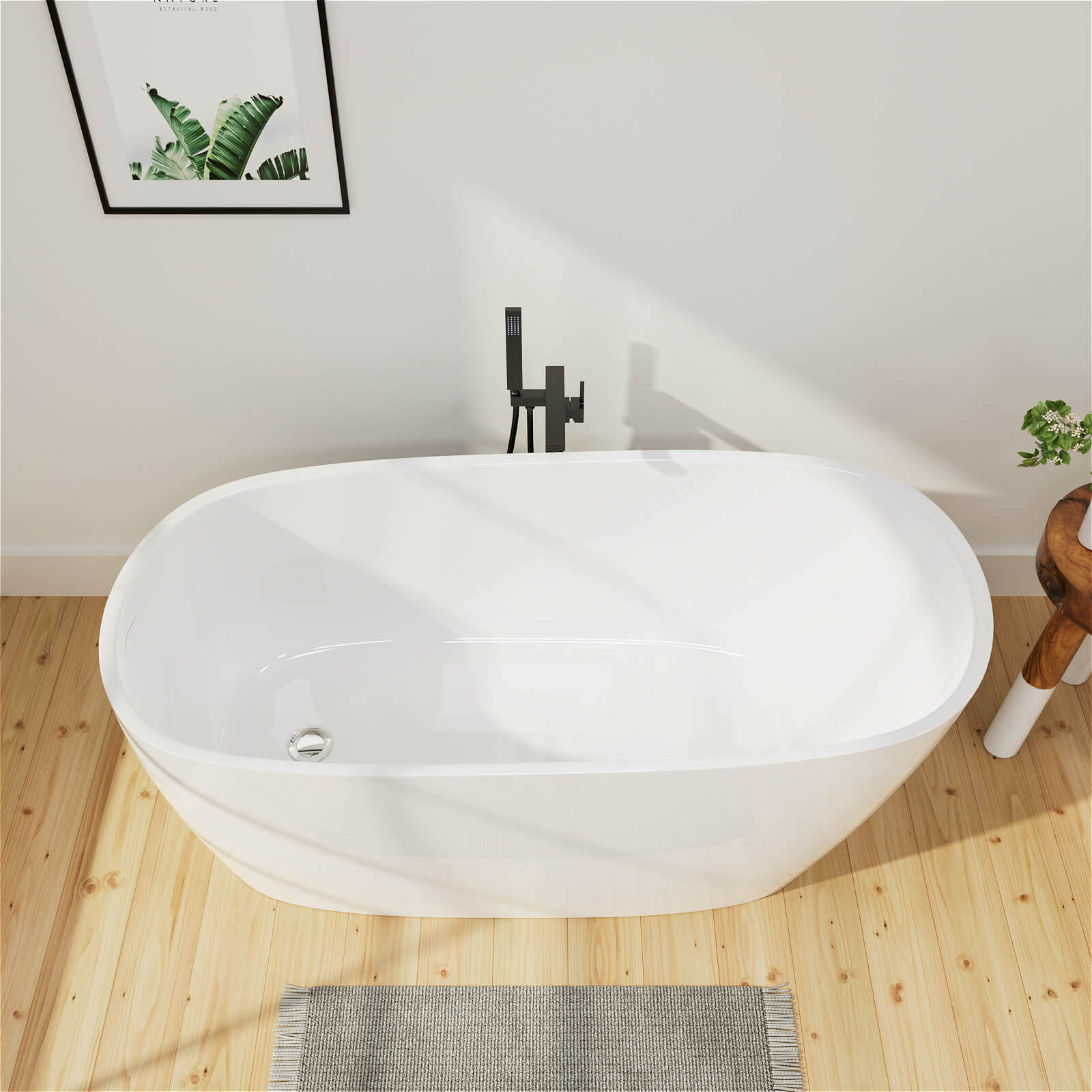 Mokleba 59" Acrylic Single Slipper Bathtub, Modern Style, Color Consistency, Exclusive Patent - Image 5