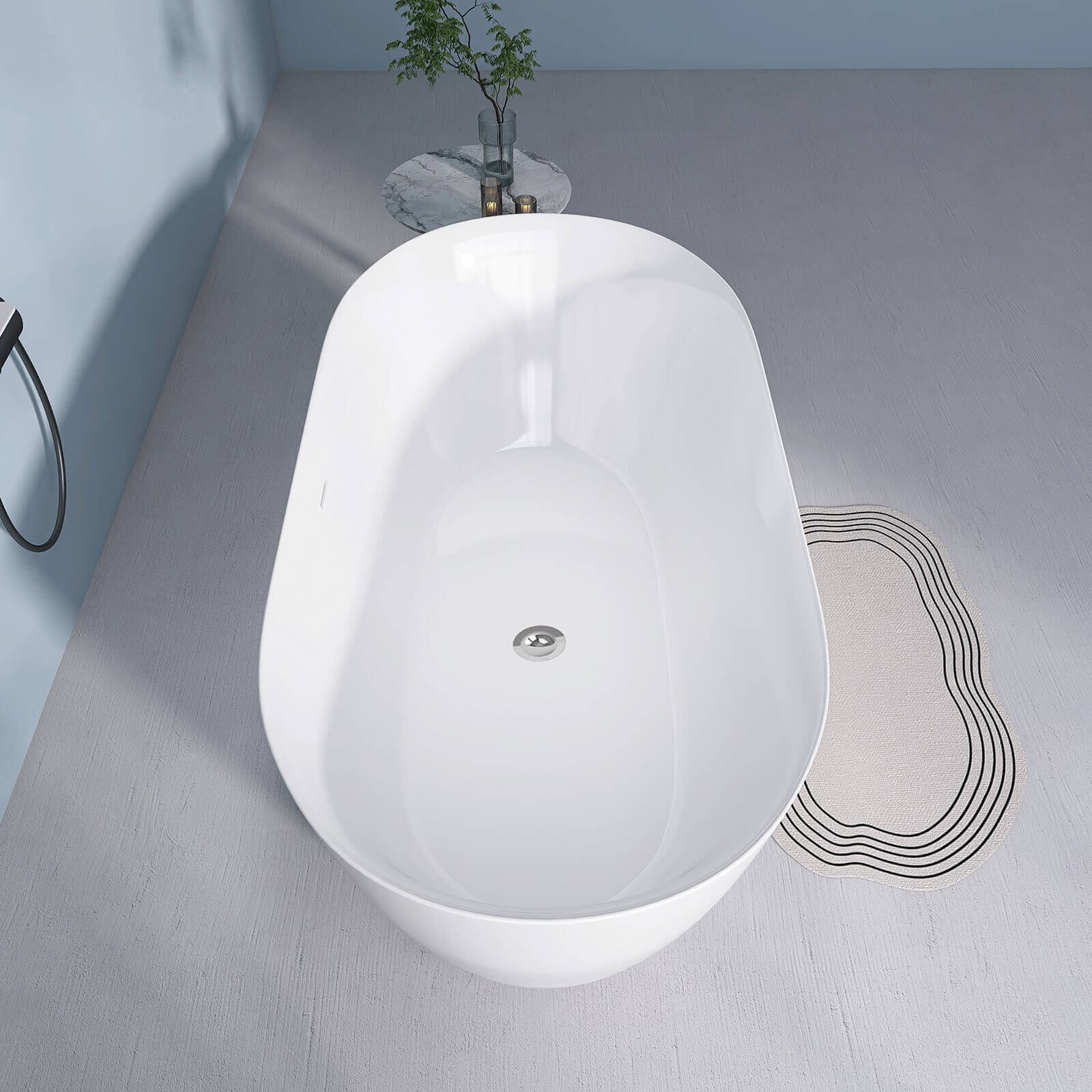 59" Anti-Clog Classic Oval Acrylic Bathtub - Image 16