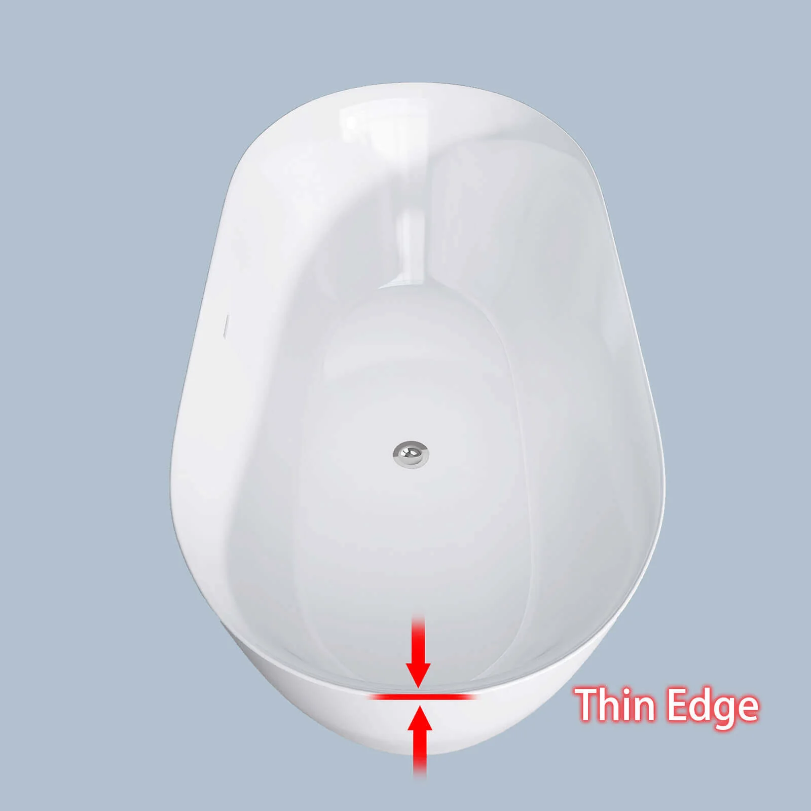 59" Anti-Clog Classic Oval Acrylic Bathtub - Image 19