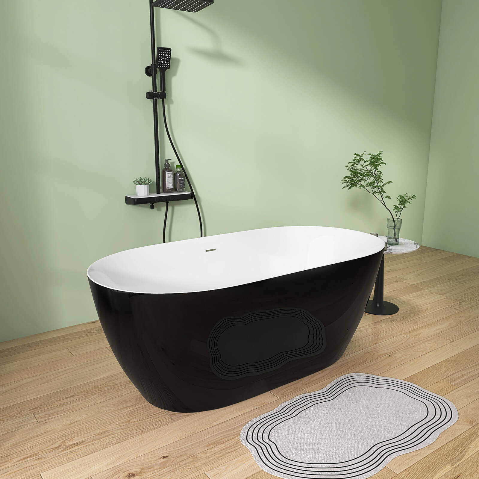 59" Anti-Clog Classic Oval Acrylic Bathtub - Image 2