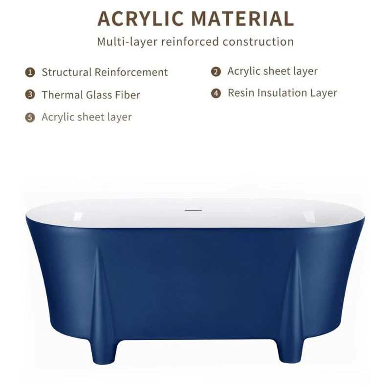 Giving Tree 59'' Modern Luxury Freestanding Soaking Bathtub with Feet Acrylic - Image 11