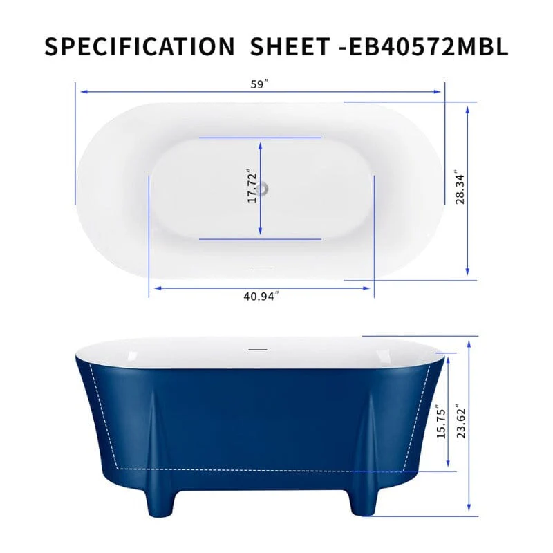 Giving Tree 59'' Modern Luxury Freestanding Soaking Bathtub with Feet Acrylic - Image 12