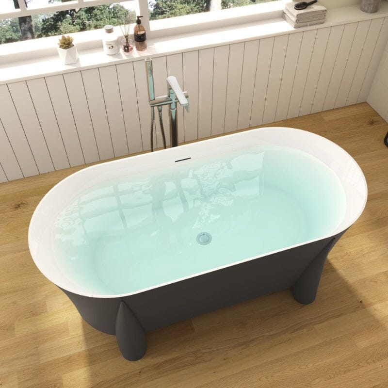 Giving Tree 59'' Modern Luxury Freestanding Soaking Bathtub with Feet Acrylic - Image 14
