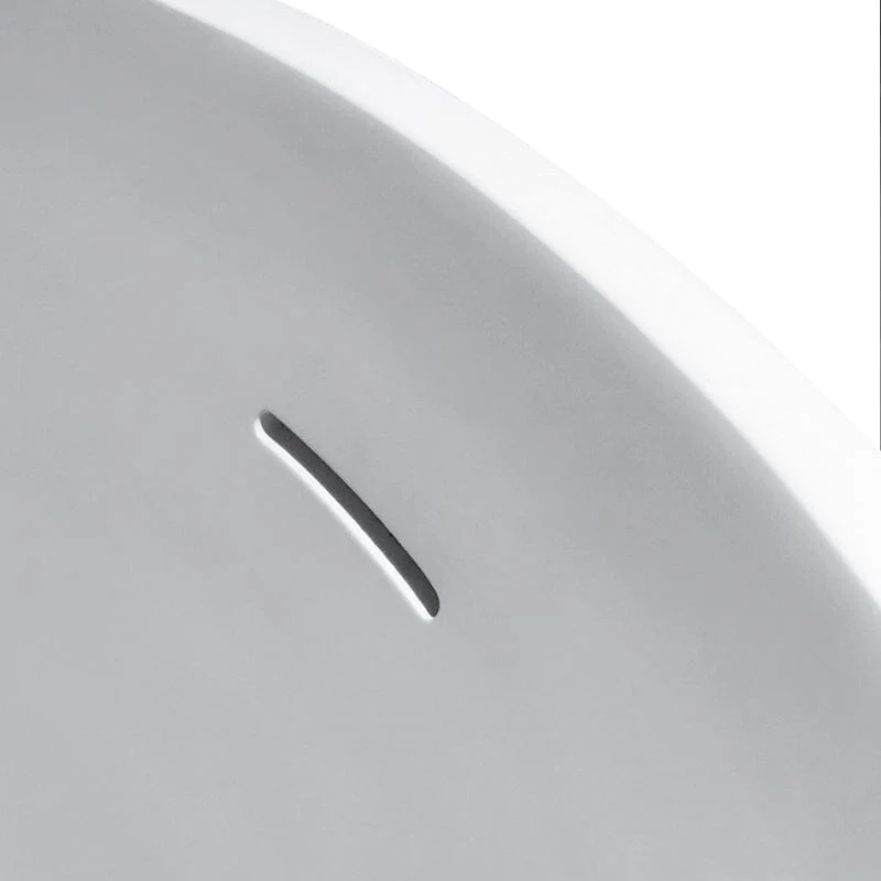 59" Solid Surface Stone Resin Oval-shaped Matte White Freestanding Soaking Bathtub with Overflow - Image 12