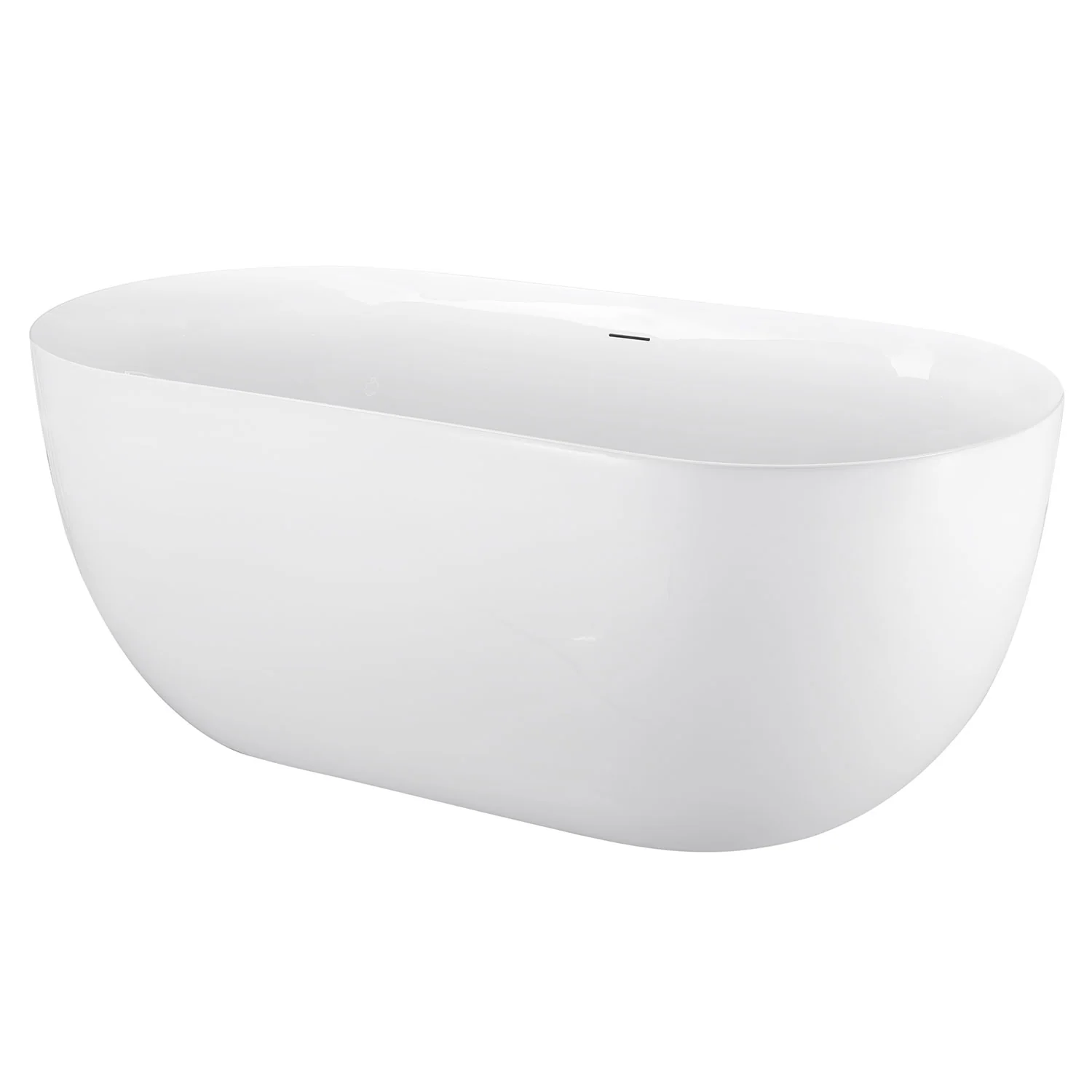 Mokleba 59" White Acrylic Oval Freestanding Soaking Bathtub with Ergonomic Design - Image 3
