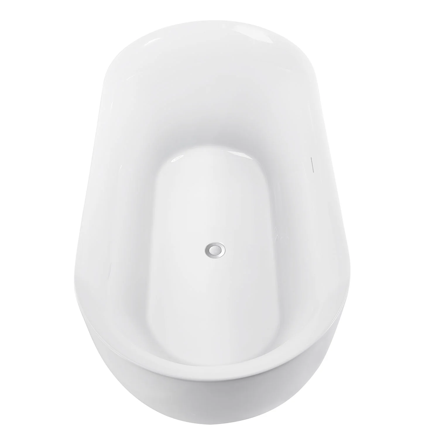Mokleba 59" White Acrylic Oval Freestanding Soaking Bathtub with Ergonomic Design - Image 5