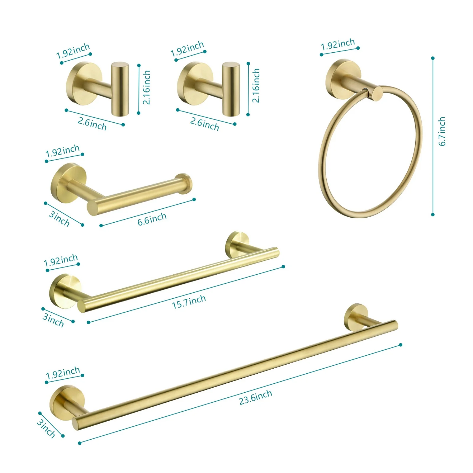 Giving Tree 6-Piece Wall-Mounted Stainless Steel Bathroom Towel Rack Set - Image 10