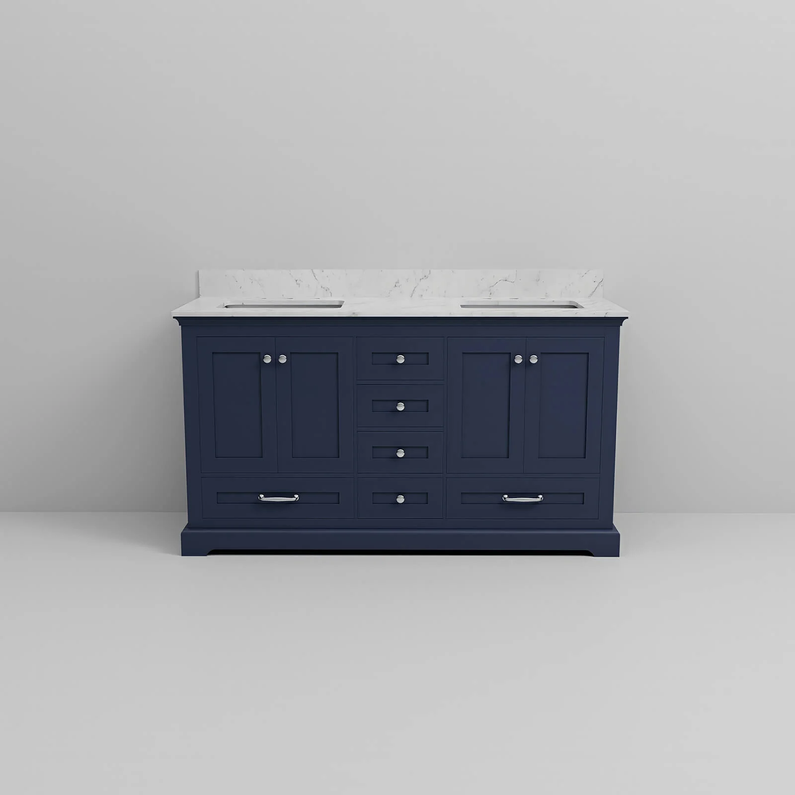 60" Minimalist Design Blue Double Sink Bathroom Vanity - Image 8