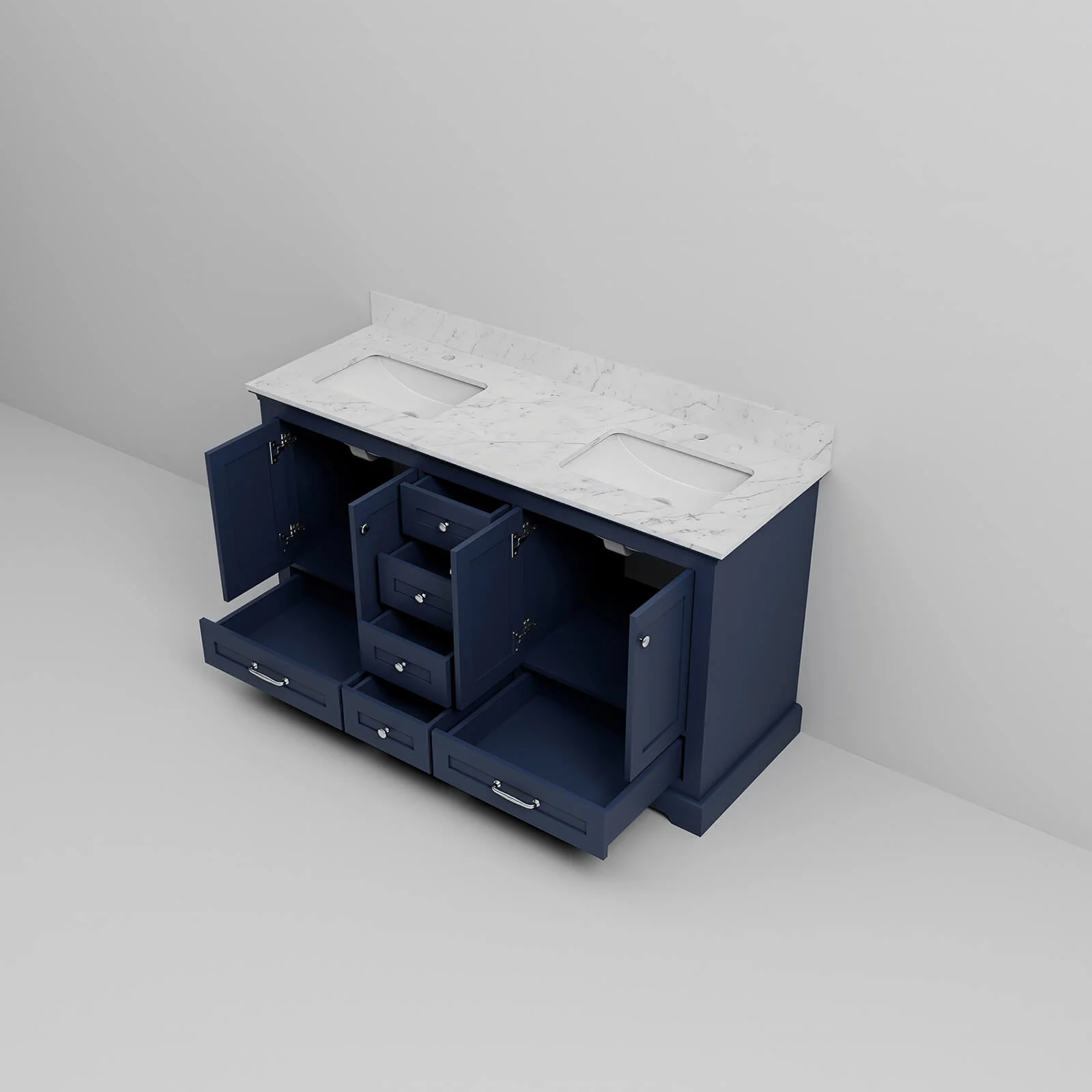 60" Minimalist Design Blue Double Sink Bathroom Vanity - Image 9