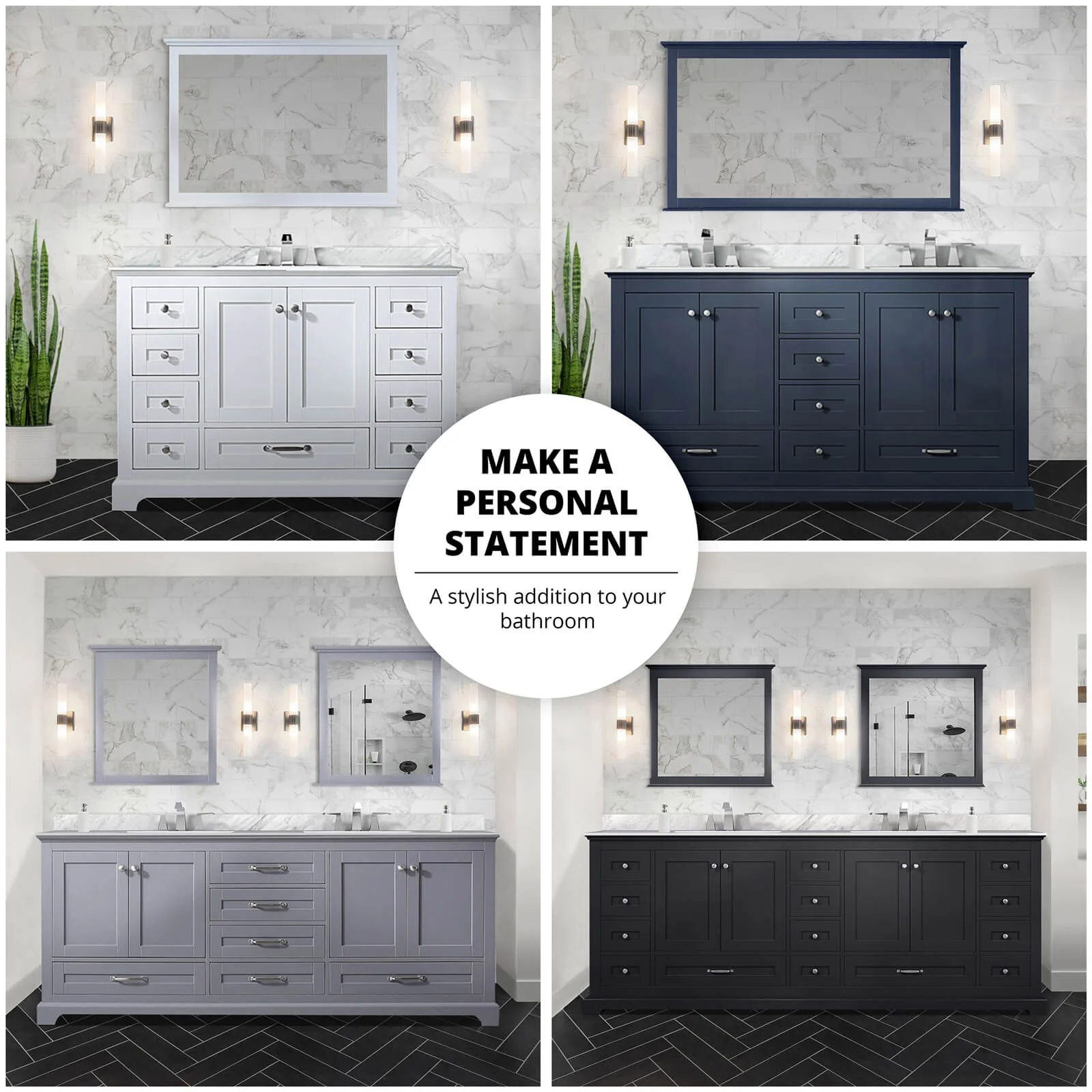 60" Rectangular Undermount Sink Blue Bathroom Vanity - Image 4