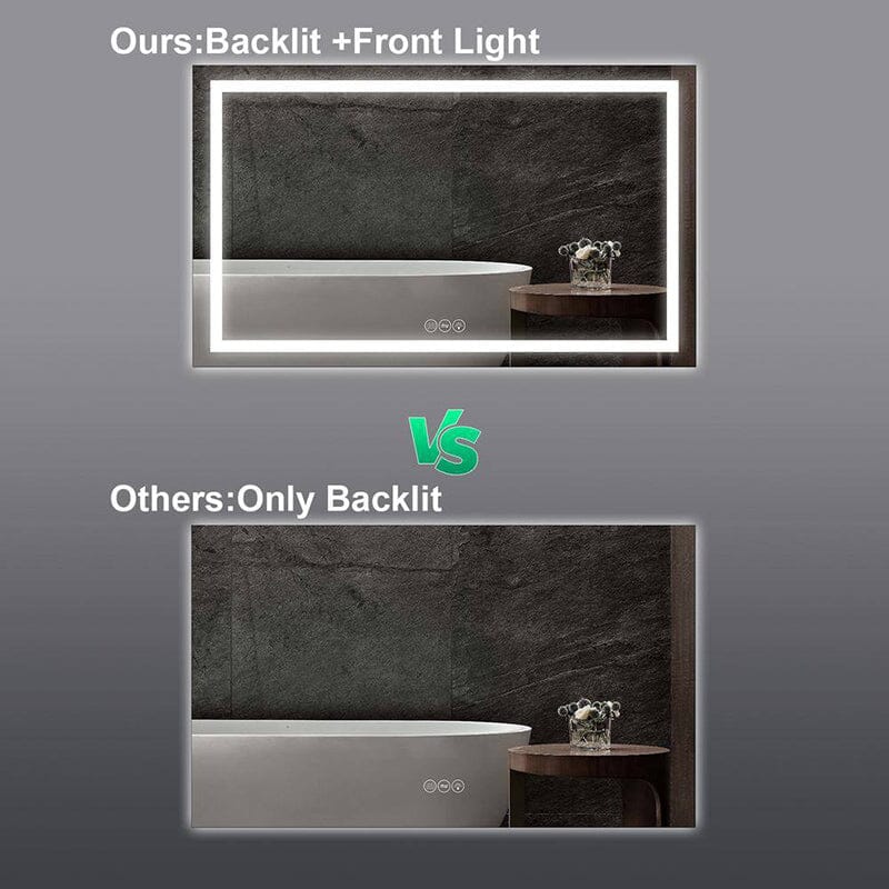 60 in. W x 36 in. H LED Light Bathroom Vanity Mirror Large Rectangular Frameless Anti Fog - Image 4