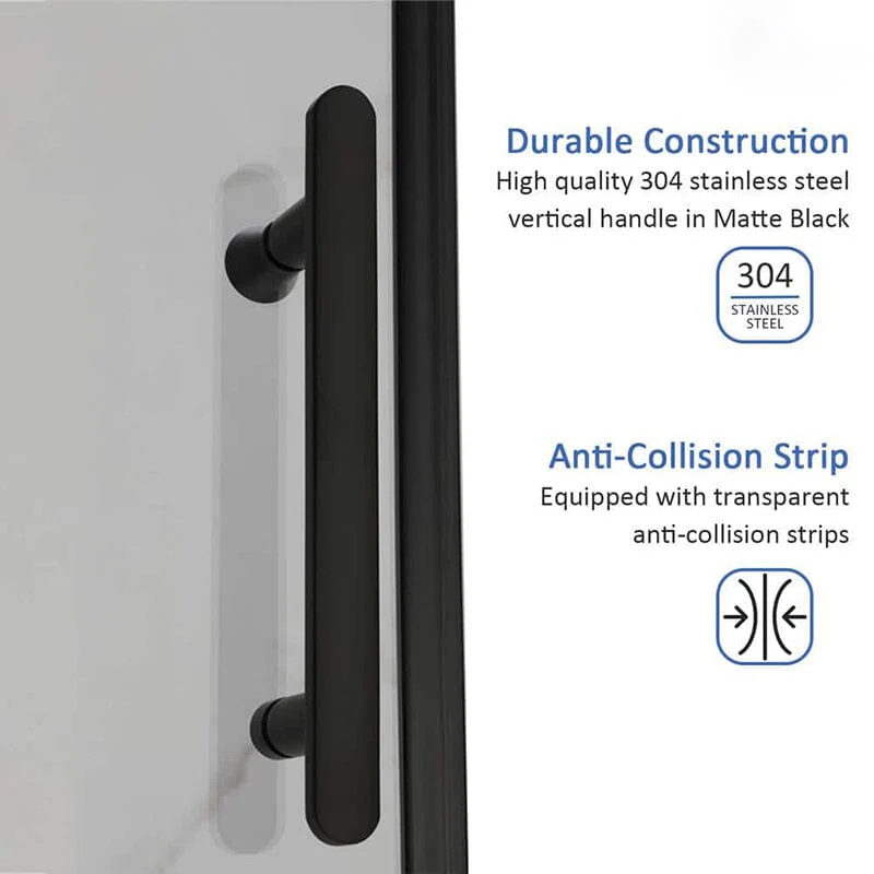 60 in. W x 72 in. H Explosion-proof Glass Sliding Framed Grid Shower Door with Towel Bar and Door Handle - Image 6