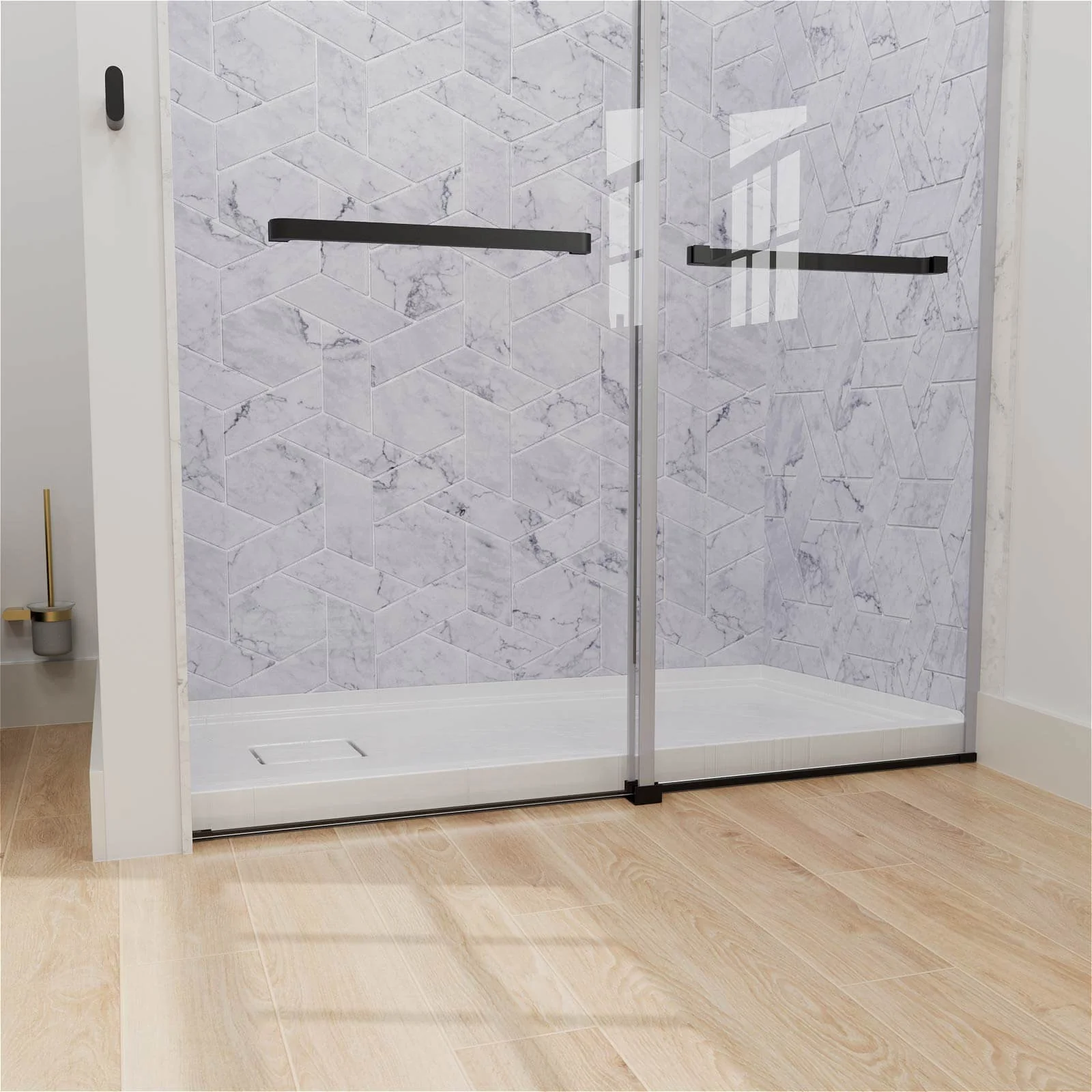 Mokleba 60" x 32" One-Piece White Shower Pan with Left Drain - Image 2