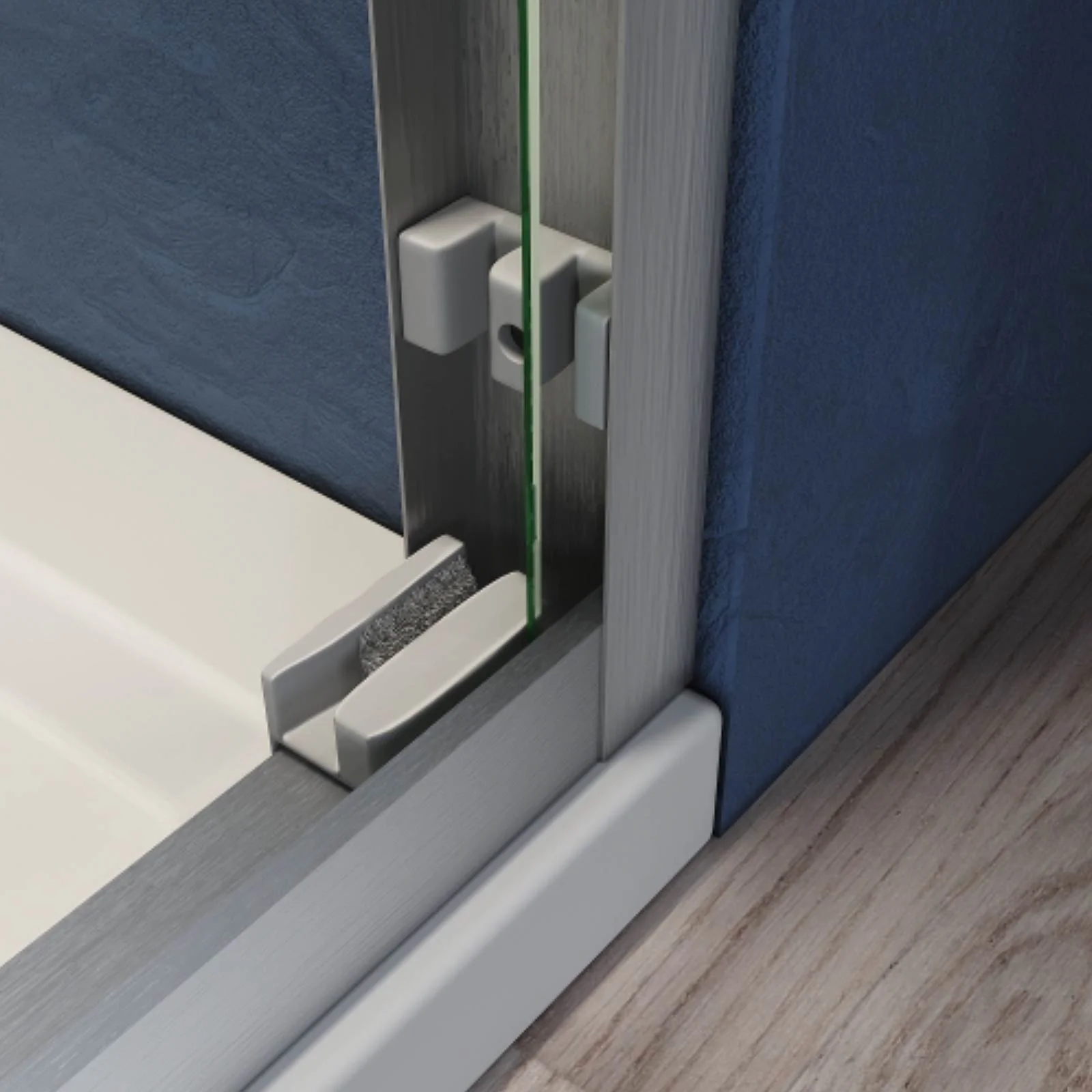 56"-60" x 62" Brushed Nickel Semi-Frameless Double Sliding Bathtub Door - Image 3