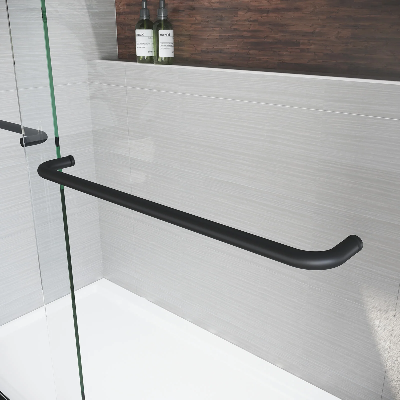 56"-60" x 62" Matte Black Semi-Frameless Double Sliding Bathtub Door - Image 3