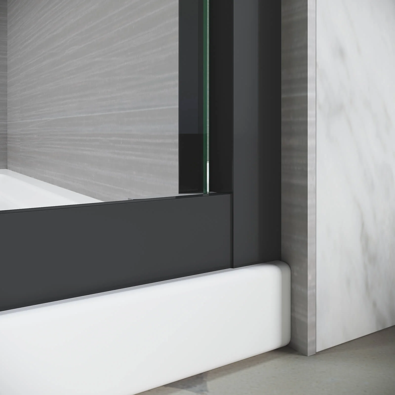56"-60" x 62" Matte Black Semi-Frameless Double Sliding Bathtub Door - Image 4