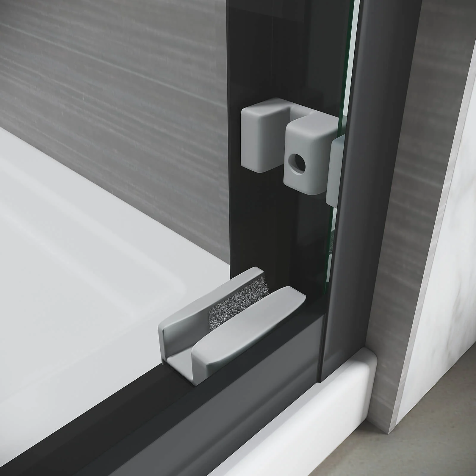 56"-60" x 62" Matte Black Semi-Frameless Double Sliding Bathtub Door - Image 5