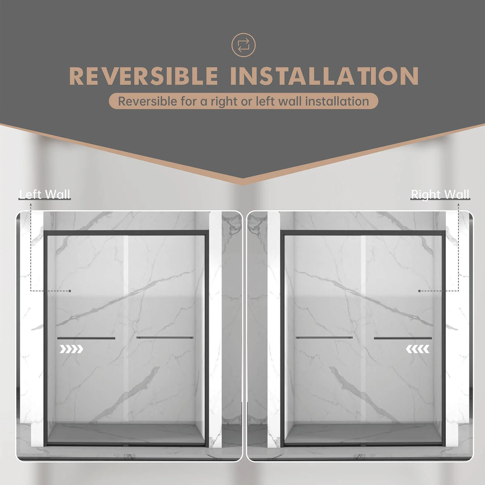 56"-60" x 70" Matte Black Framed Bypass Sliding Shower Door - Image 11