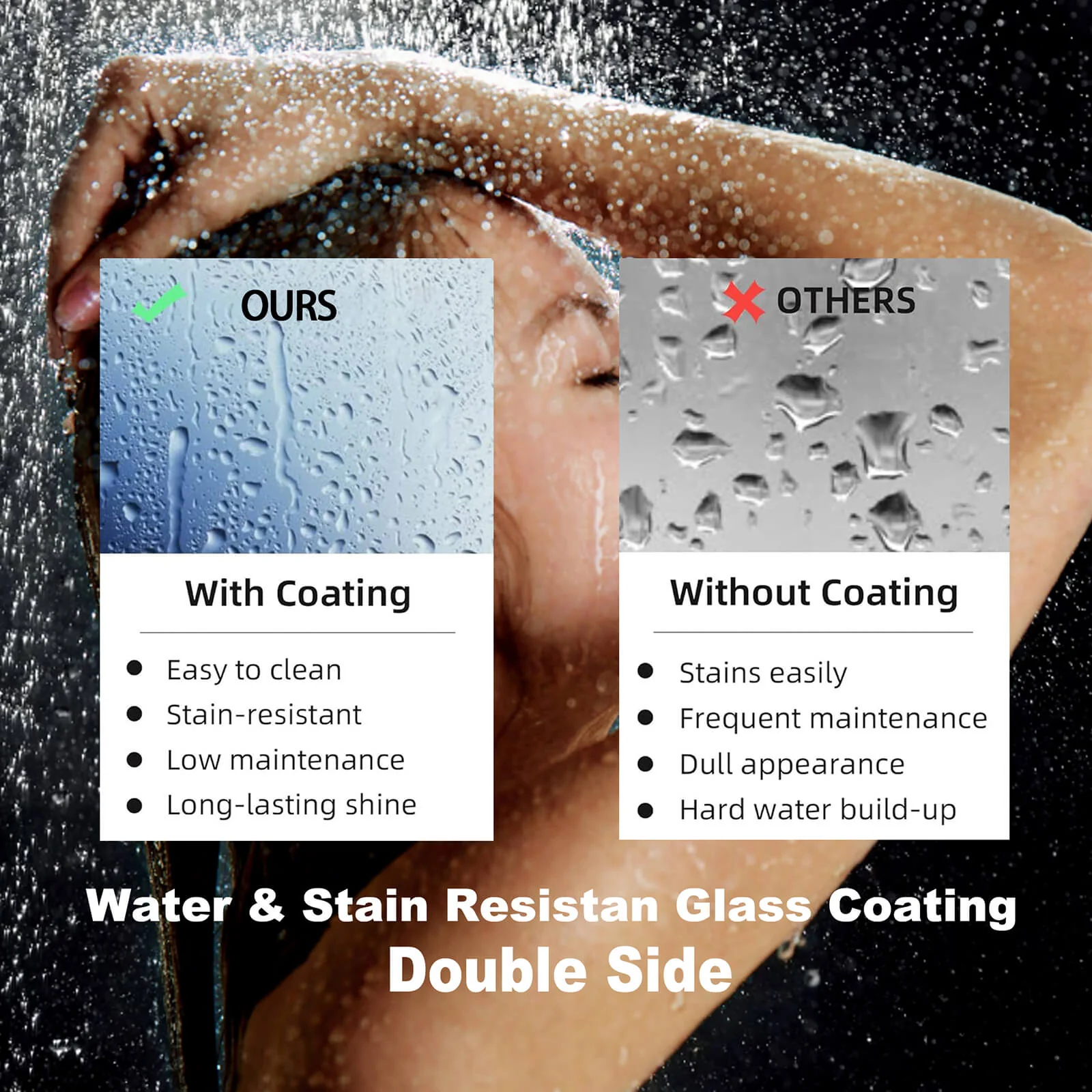 56"-60" x 70" Single Sliding Glass Shower Door with Soft Close - Image 10