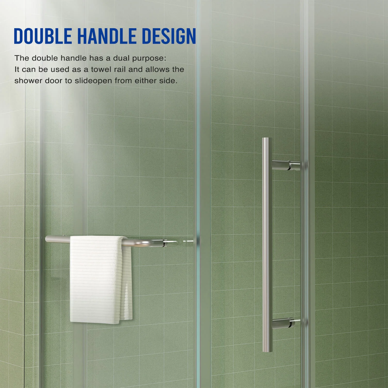 56"-60" x 70" Single Sliding Glass Shower Door with Soft Close - Image 5