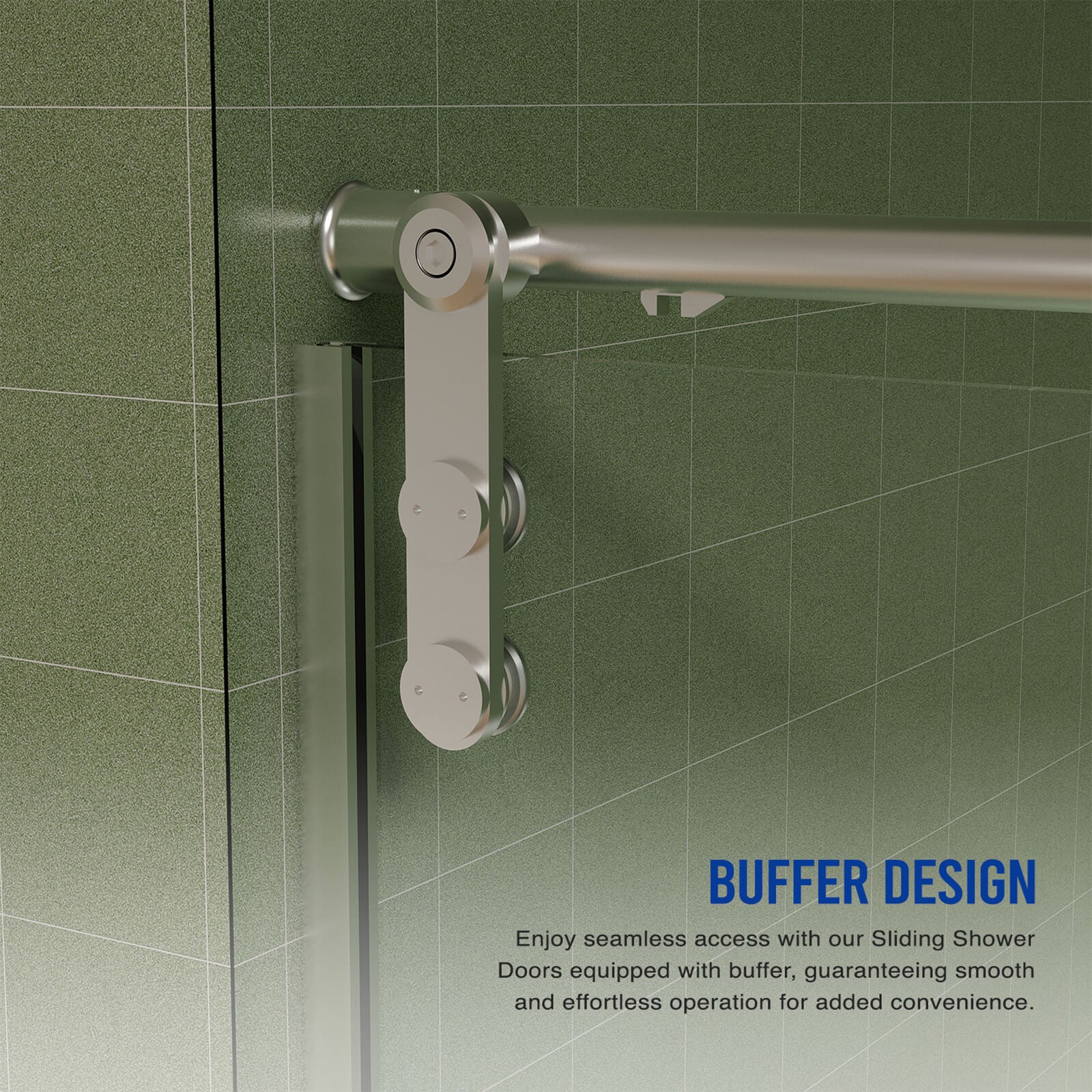56"-60" x 70" Single Sliding Glass Shower Door with Soft Close - Image 6