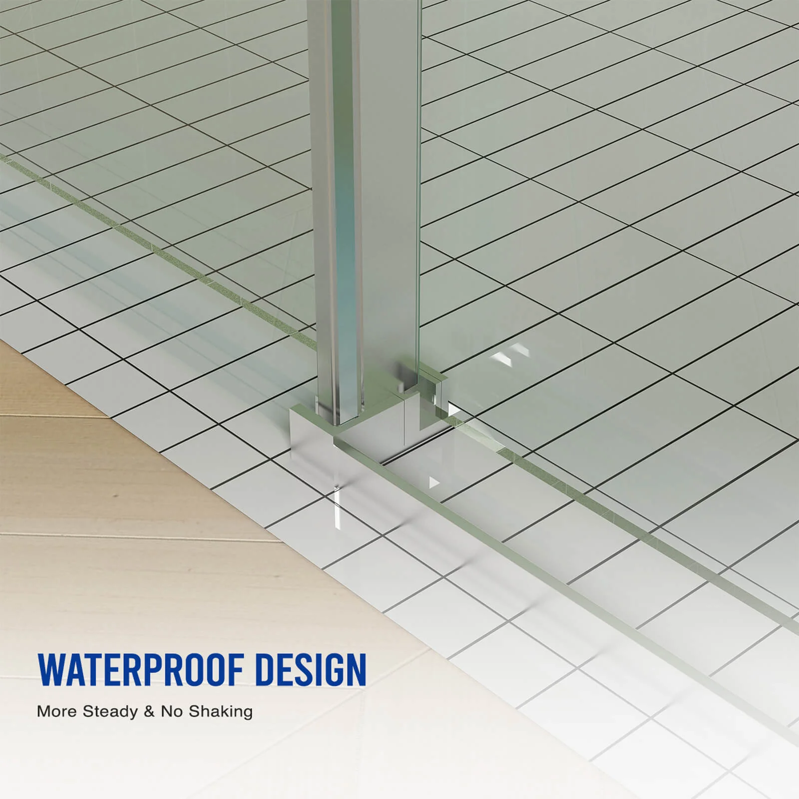 56"-60" x 70" Single Sliding Glass Shower Door with Soft Close - Image 7