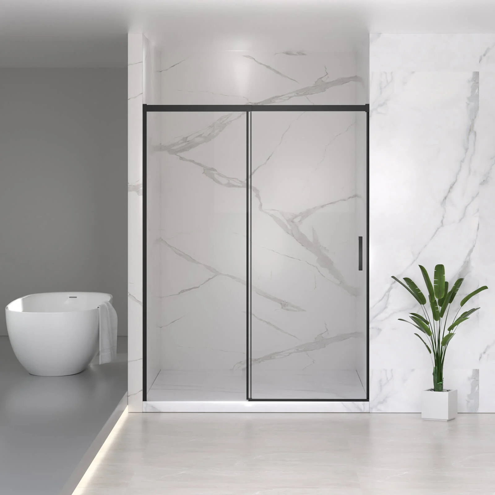 56"-60" x 74" Sliding Shower Door with 4" Adjustable No-Cut Telescopic Top Rail