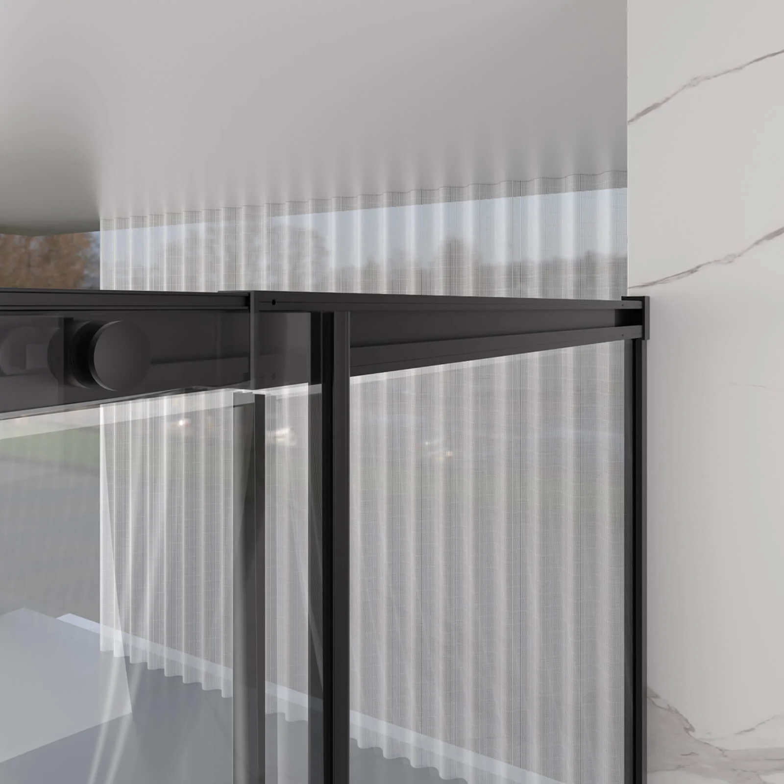 56"-60" x 74" Sliding Shower Door with 4" Adjustable No-Cut Telescopic Top Rail - Image 5