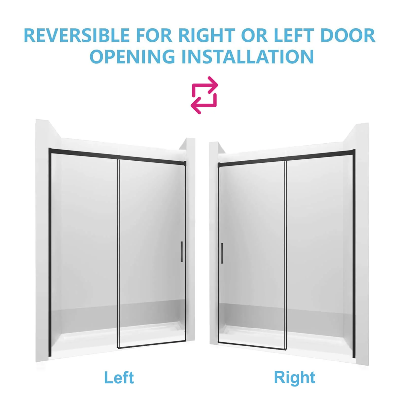 56"-60" x 74" Sliding Shower Door with 4" Adjustable No-Cut Telescopic Top Rail - Image 9