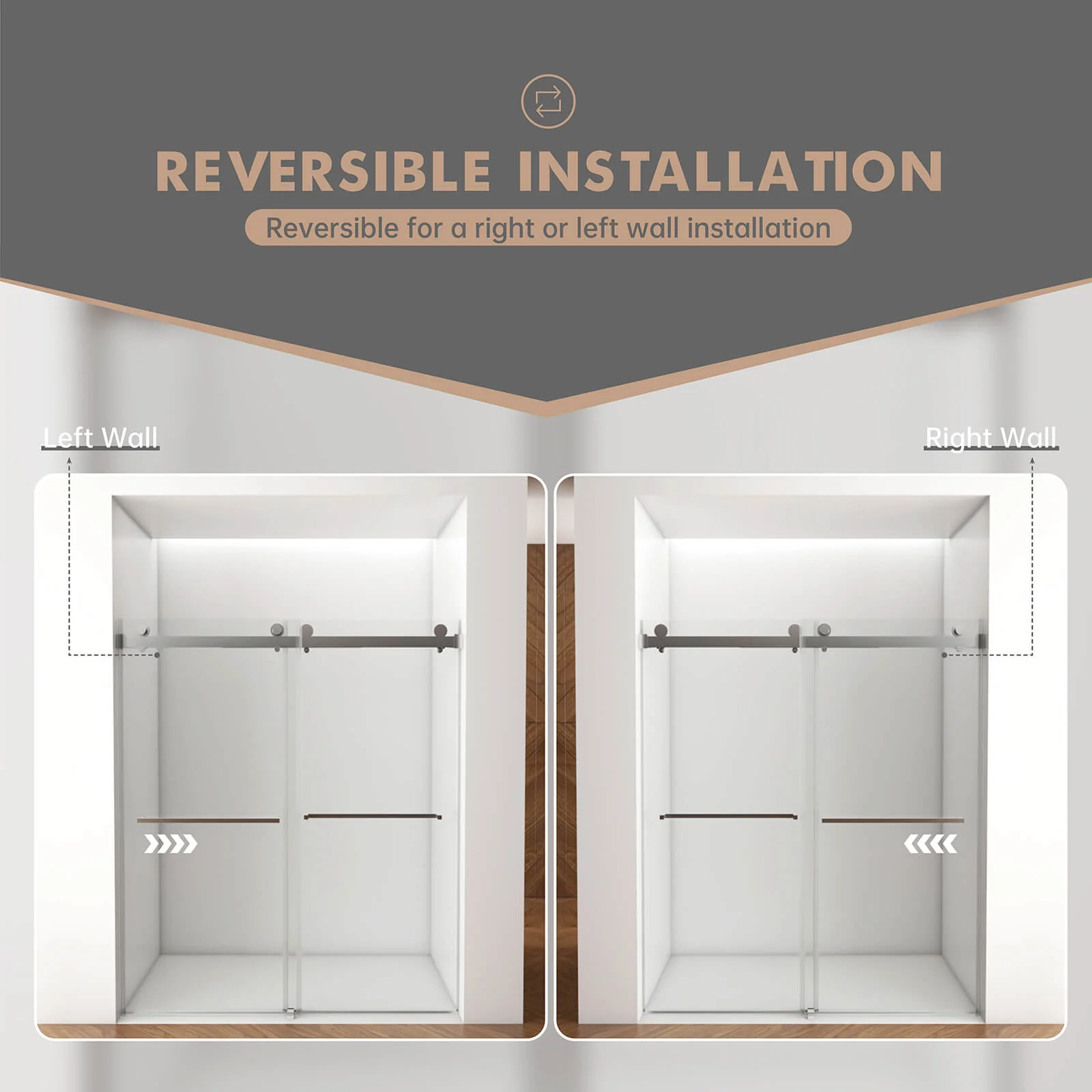56"-60" x 76" Brushed Nickel Bypass Shower Door with 10mm Tempered Glass - Image 10