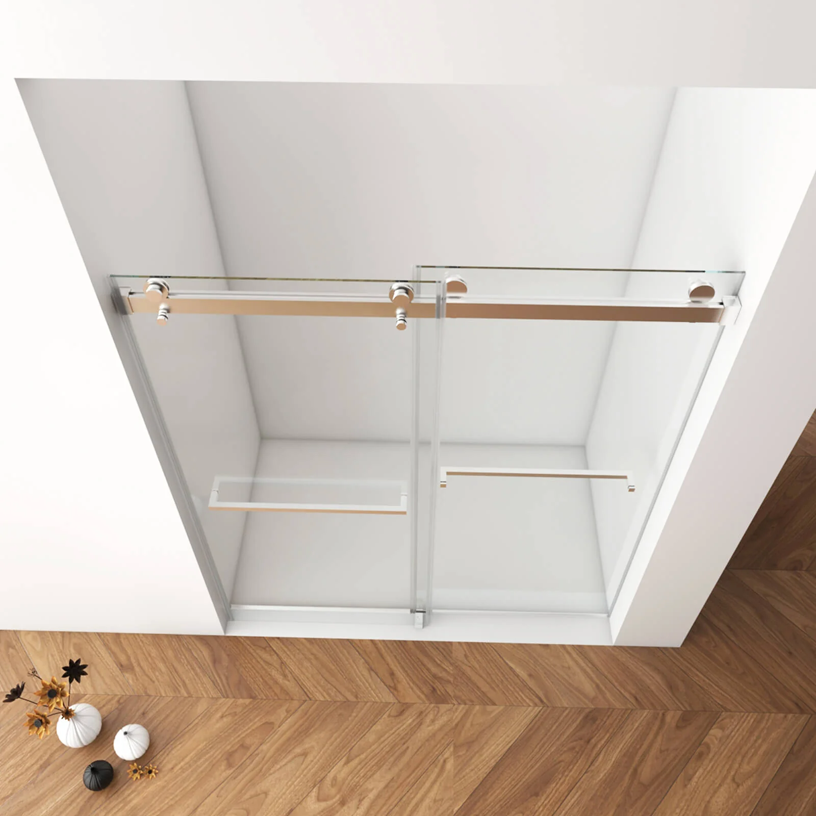 56"-60" x 76" Brushed Nickel Bypass Shower Door with 10mm Tempered Glass - Image 4