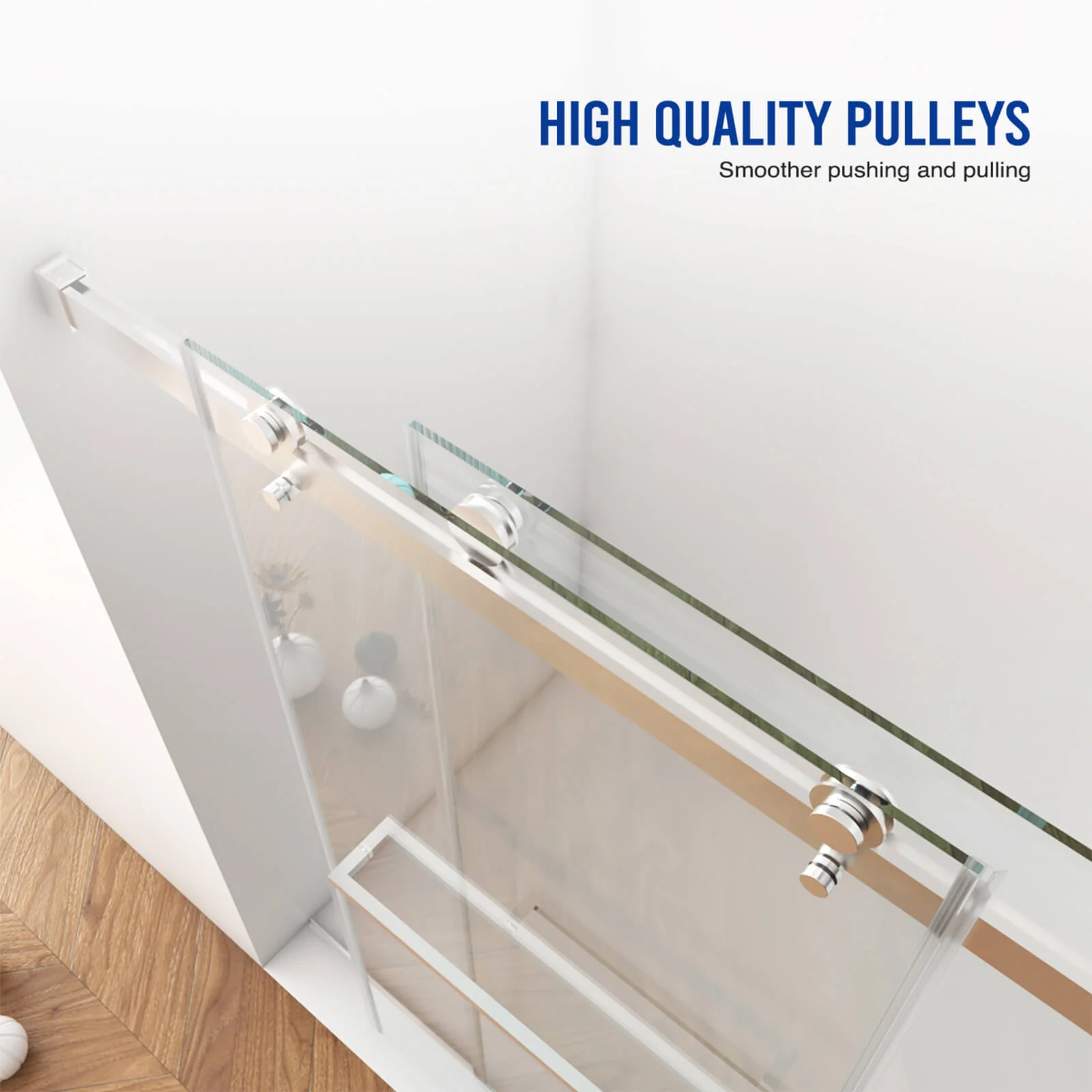 56"-60" x 76" Brushed Nickel Bypass Shower Door with 10mm Tempered Glass - Image 5