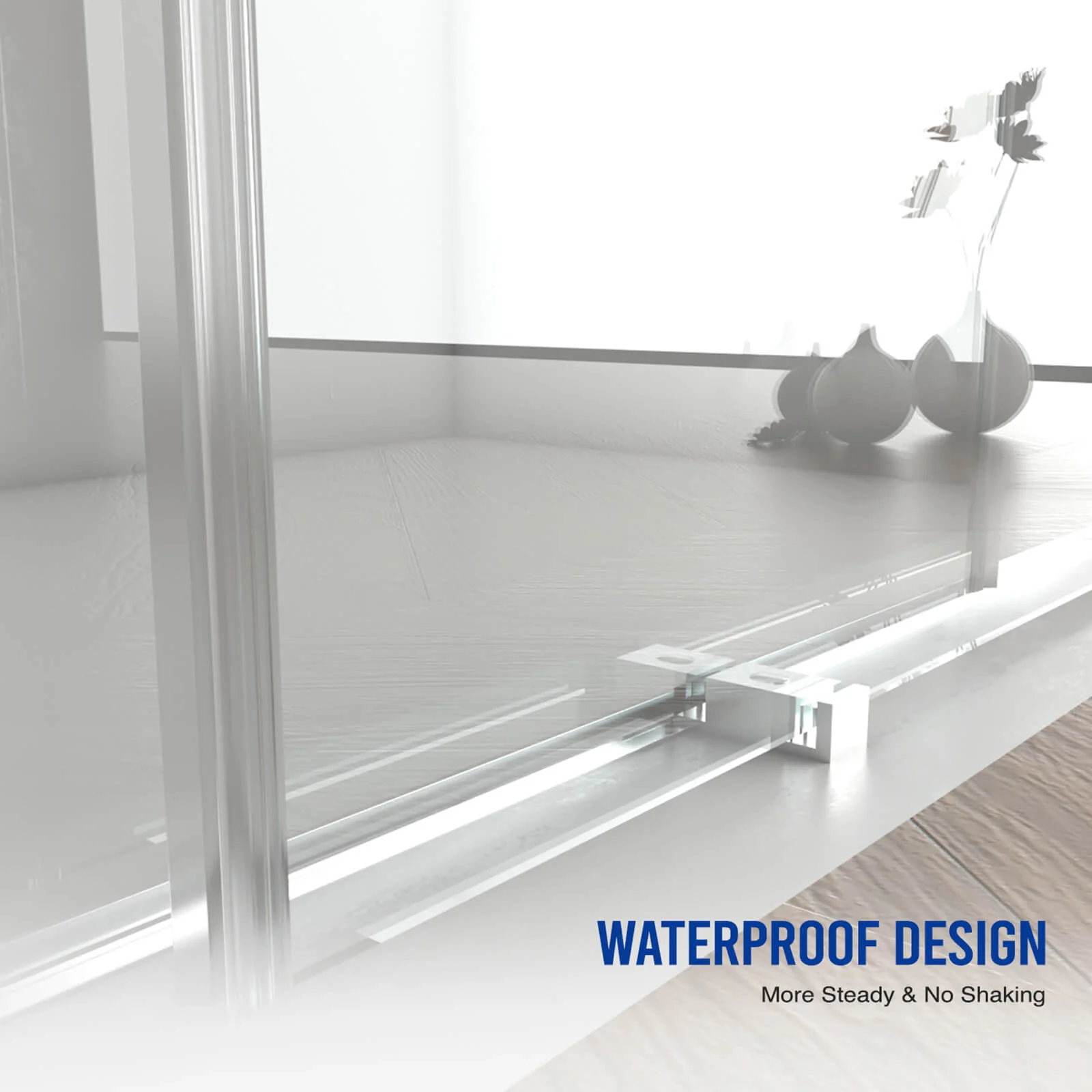 56"-60" x 76" Brushed Nickel Bypass Shower Door with 10mm Tempered Glass - Image 6
