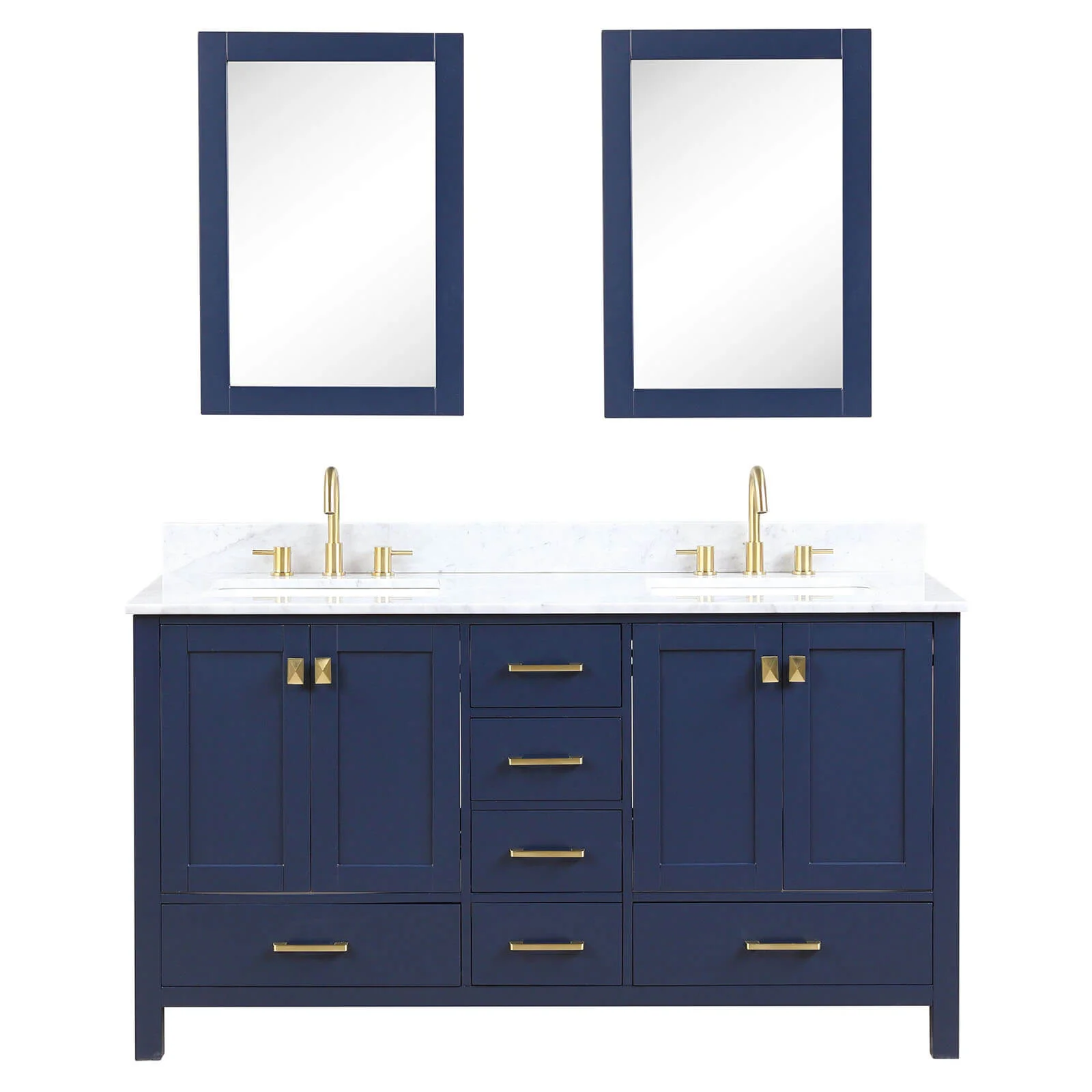 Blossom 60" Freestanding Double Sink Vanity with Drawers and Carrara Marble Countertop - Image 5